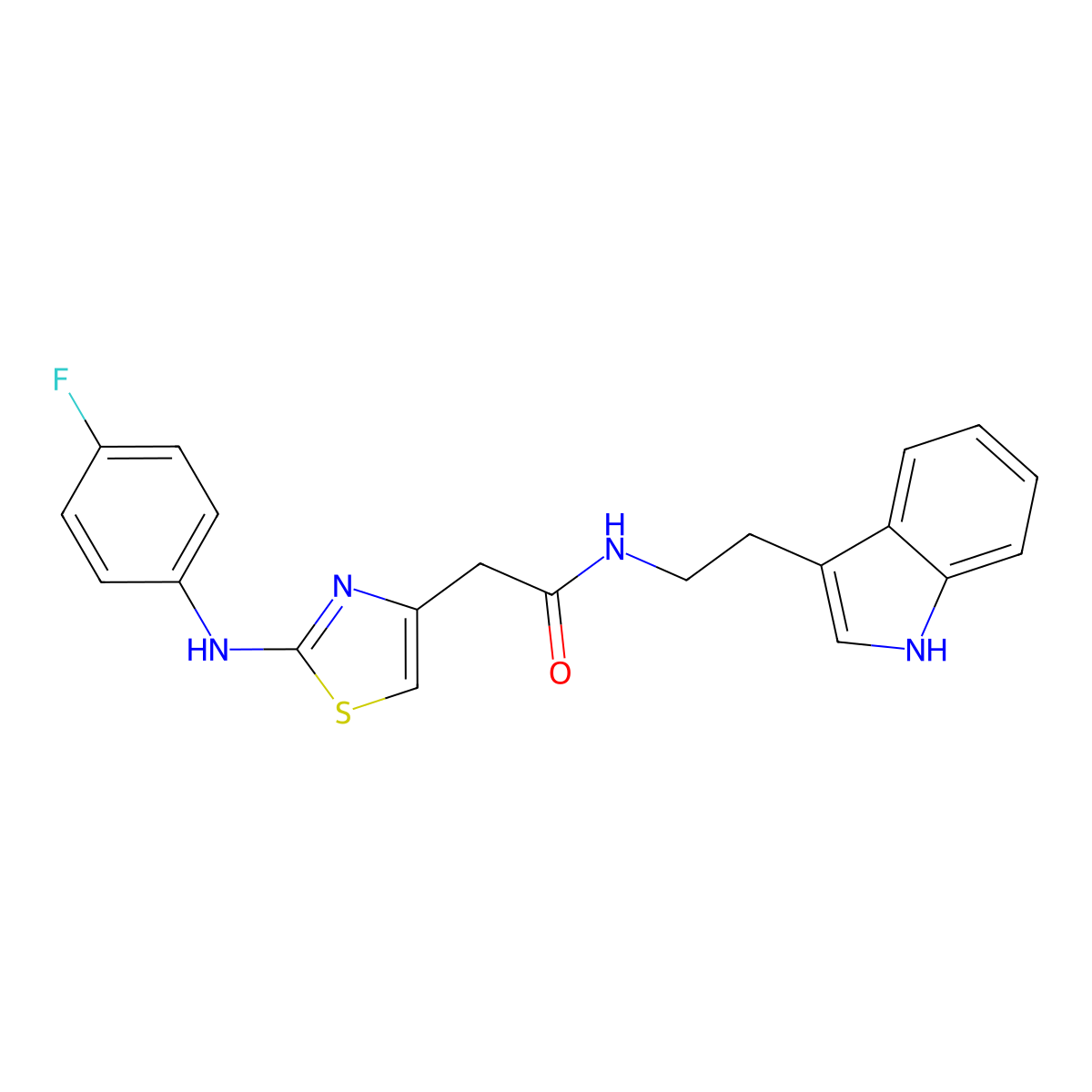 2-{2-[(4-fluorophenyl)amino]-1,3-thiazol-4-yl}-N-[2-(1H-indol-3-yl)ethyl]acetamide molecular structure, CAS 1040652-98-9