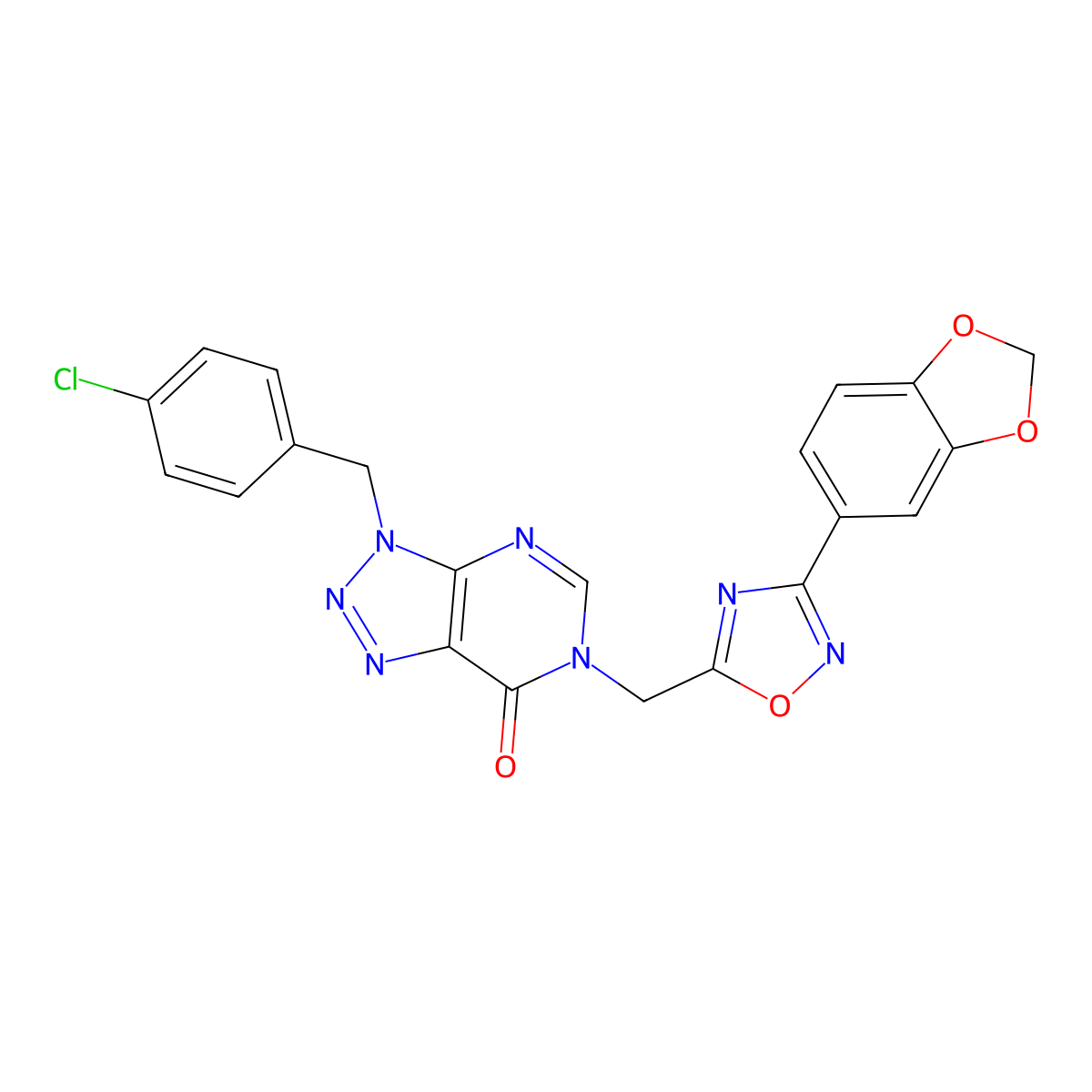 6-{[3-(2H-1,3-benzodioxol-5-yl)-1,2,4-oxadiazol-5-yl]methyl}-3-[(4-chlorophenyl)methyl]-3H,6H,7H-[1,2,3]triazolo[4,5-d]pyrimidin-7-one molecular structure, CAS 1040652-99-0