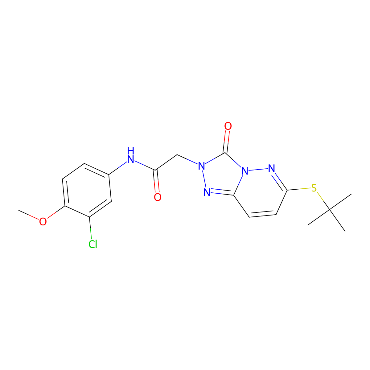 2-[6-(tert-butylsulfanyl)-3-oxo-2H,3H-[1,2,4]triazolo[4,3-b]pyridazin-2-yl]-N-(3-chloro-4-methoxyphenyl)acetamide molecular structure, CAS 1040653-05-1