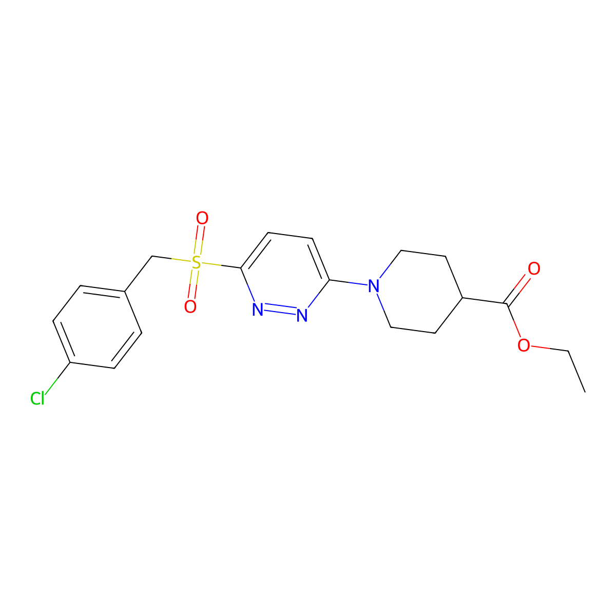 Ethyl 1-{6-[(4-chlorophenyl)methanesulfonyl]pyridazin-3-yl}piperidine-4-carboxylate molecular structure, CAS 1040653-12-0