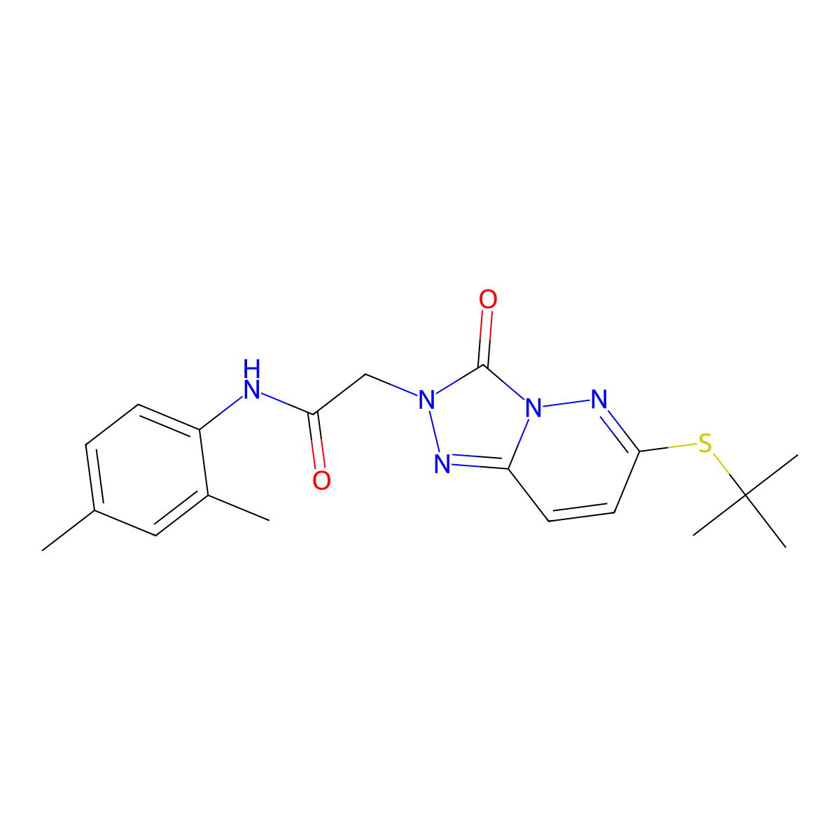2-[6-(tert-butylsulfanyl)-3-oxo-2H,3H-[1,2,4]triazolo[4,3-b]pyridazin-2-yl]-N-(2,4-dimethylphenyl)acetamide molecular structure, CAS 1040653-21-1
