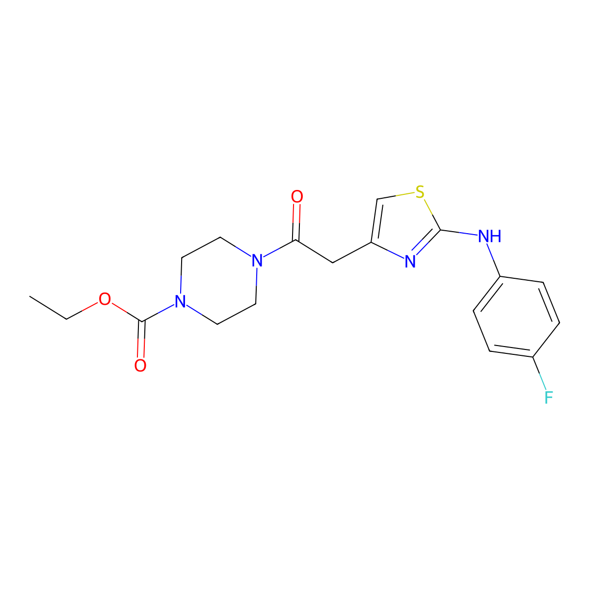 Ethyl 4-(2-{2-[(4-fluorophenyl)amino]-1,3-thiazol-4-yl}acetyl)piperazine-1-carboxylate molecular structure, CAS 1040653-22-2