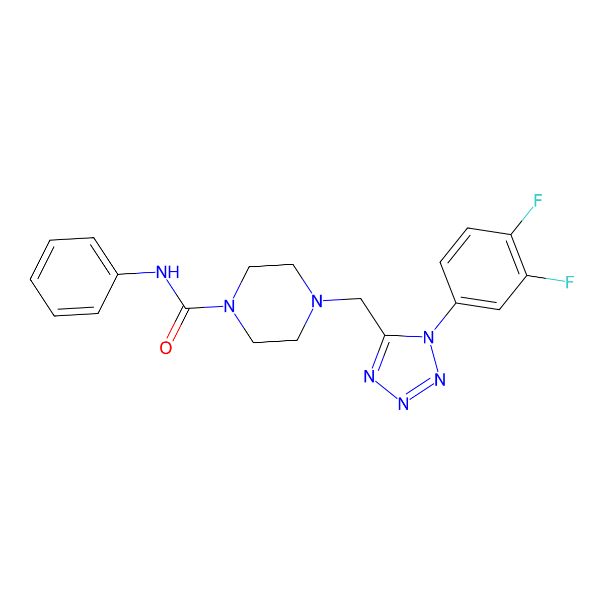 4-((1-(3,4-difluorophenyl)-1H-tetrazol-5-yl)methyl)-N-phenylpiperazine-1-carboxamide molecular structure, CAS 1040653-25-5