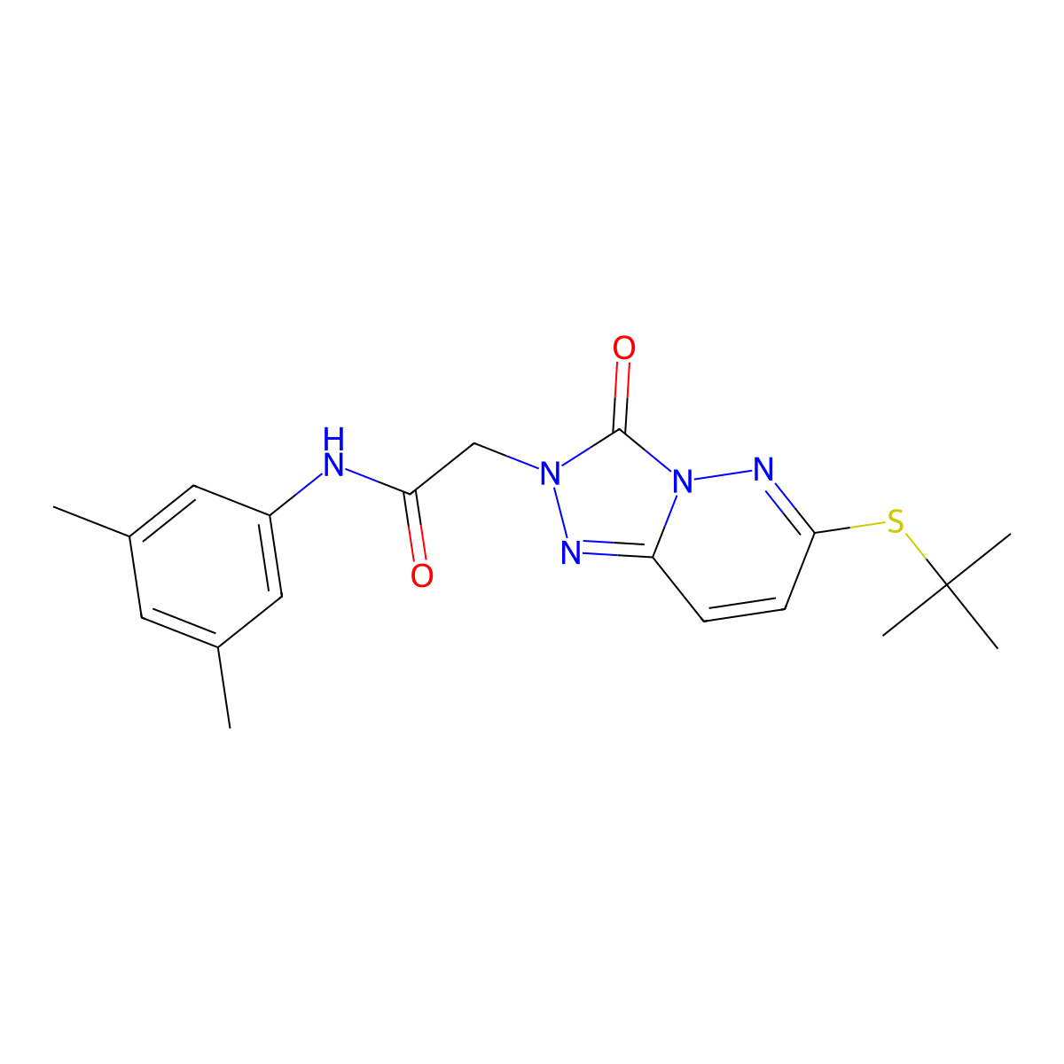 2-[6-(tert-butylsulfanyl)-3-oxo-2H,3H-[1,2,4]triazolo[4,3-b]pyridazin-2-yl]-N-(3,5-dimethylphenyl)acetamide molecular structure, CAS 1040653-29-9