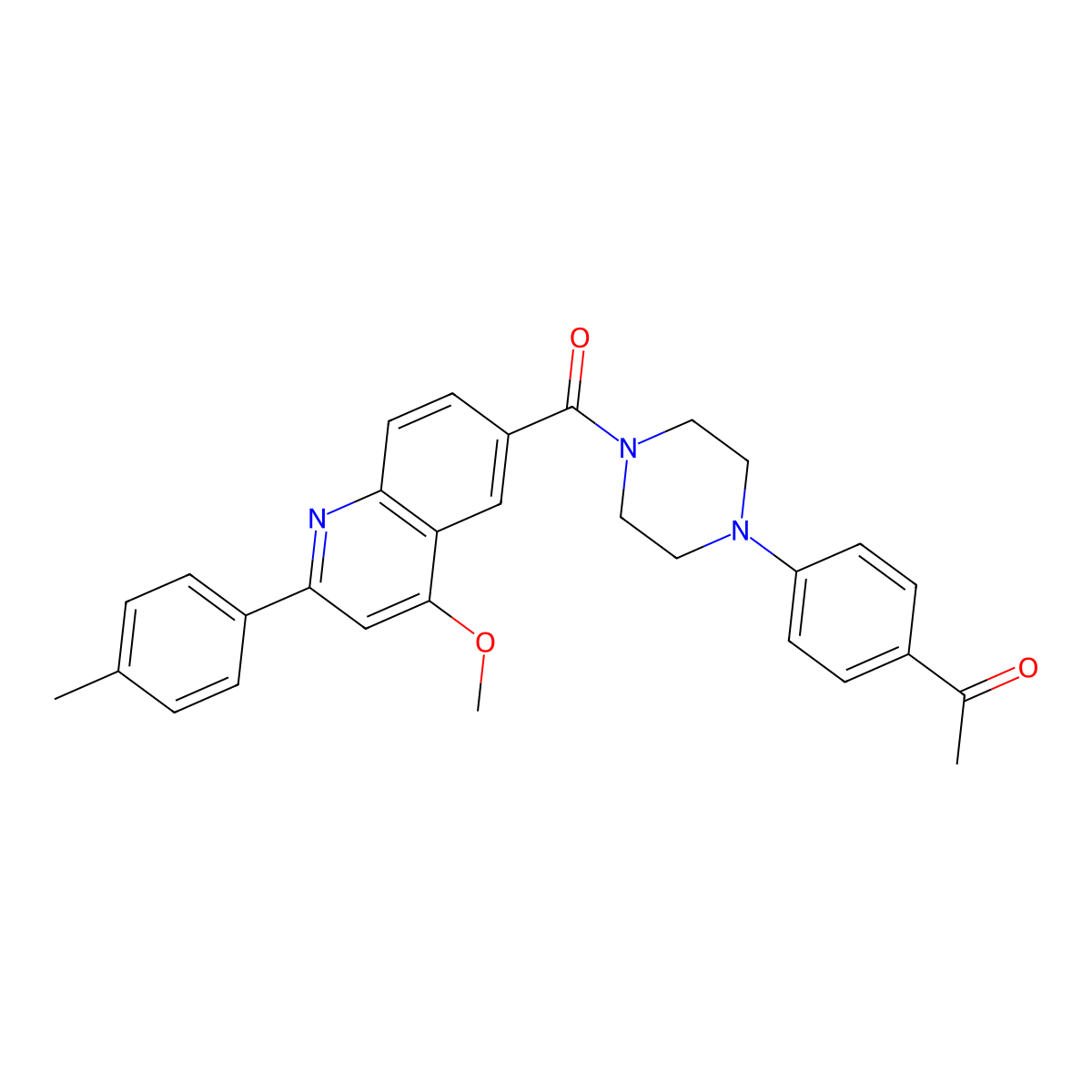 1-(4-{4-[4-Methoxy-2-(4-methylphenyl)quinoline-6-carbonyl]piperazin-1-yl}phenyl)ethan-1-one molecular structure, CAS 1040653-35-7