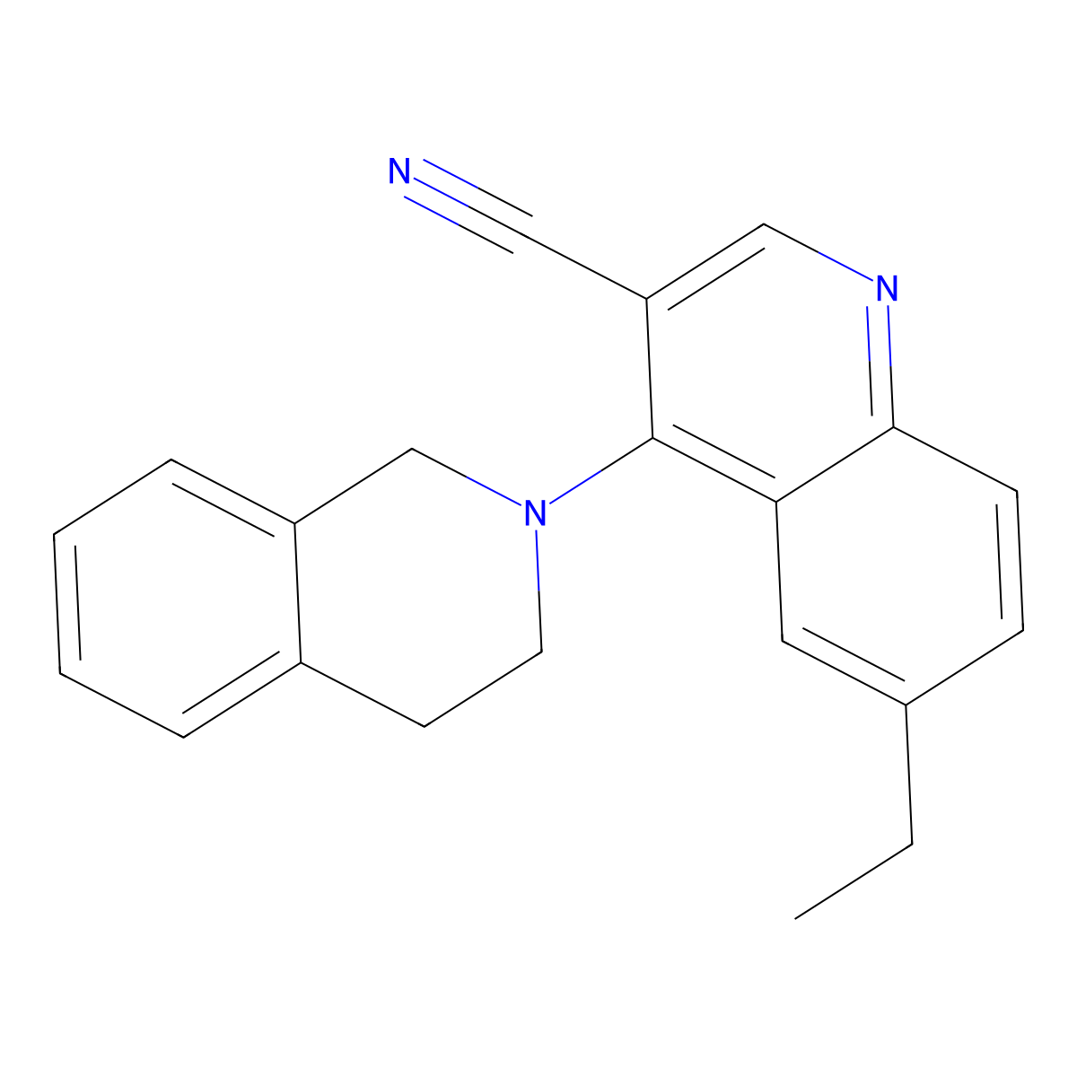 6-Ethyl-4-(1,2,3,4-tetrahydroisoquinolin-2-yl)quinoline-3-carbonitrile molecular structure, CAS 1040653-44-8