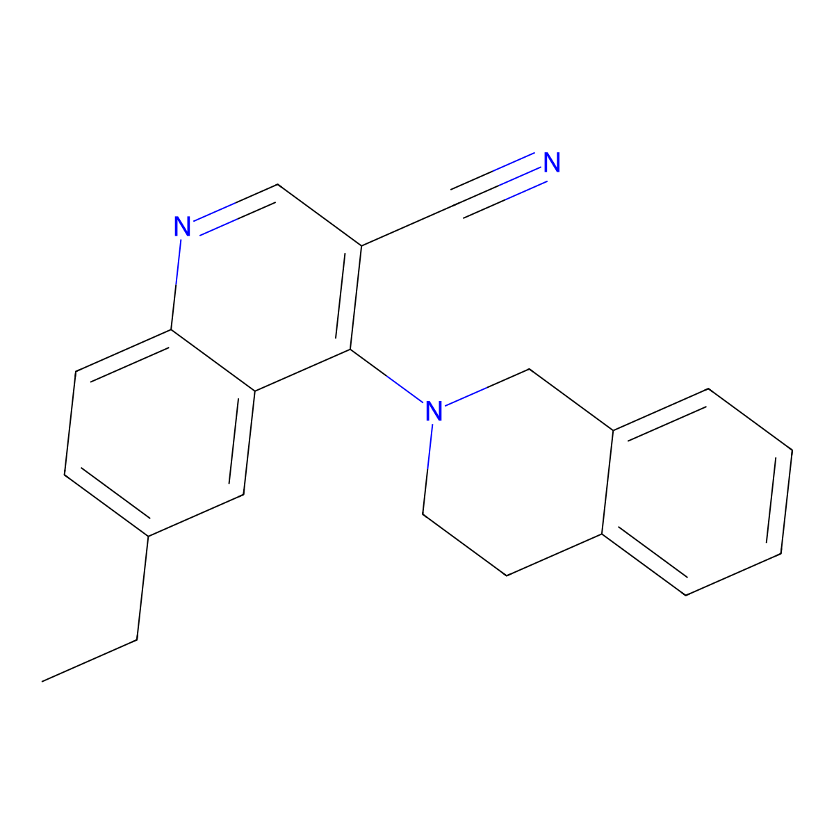 6-Ethyl-4-(1,2,3,4-tetrahydroisoquinolin-2-yl)quinoline-3-carbonitrile molecular structure, CAS 1040653-44-8