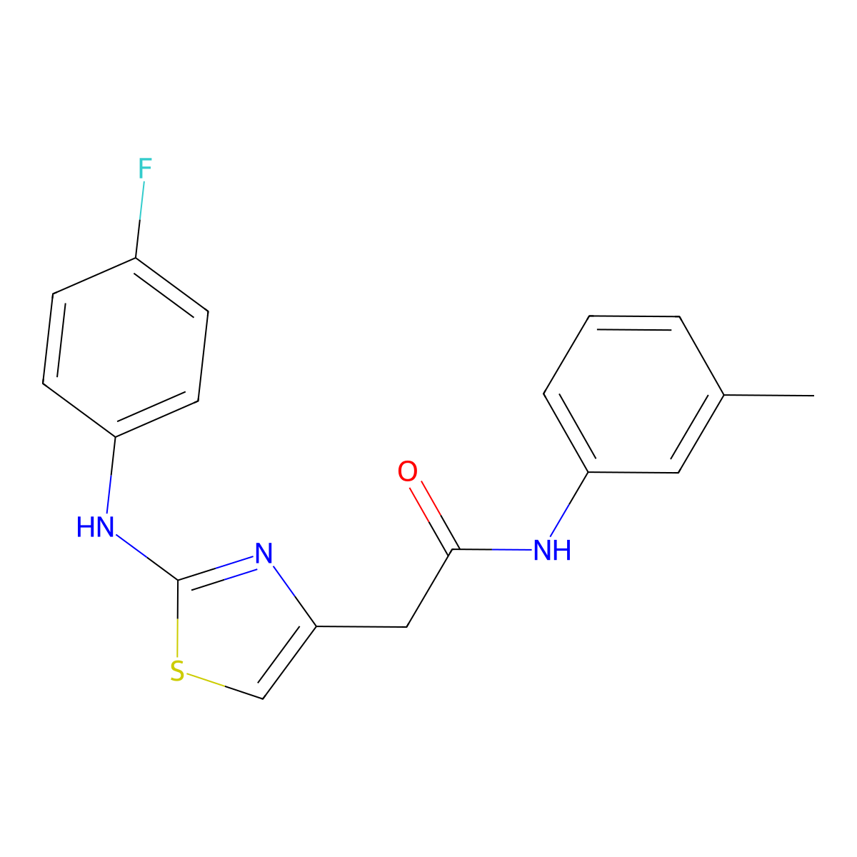 2-{2-[(4-fluorophenyl)amino]-1,3-thiazol-4-yl}-N-(3-methylphenyl)acetamide molecular structure, CAS 1040653-54-0