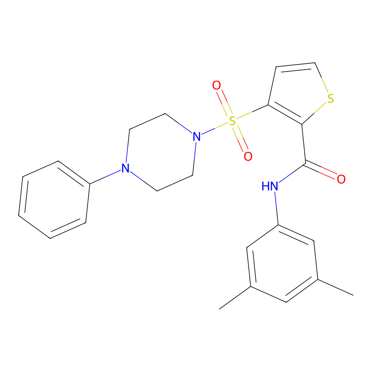 N-(3,5-dimethylphenyl)-3-[(4-phenylpiperazin-1-yl)sulfonyl]thiophene-2-carboxamide molecular structure, CAS 1040653-59-5