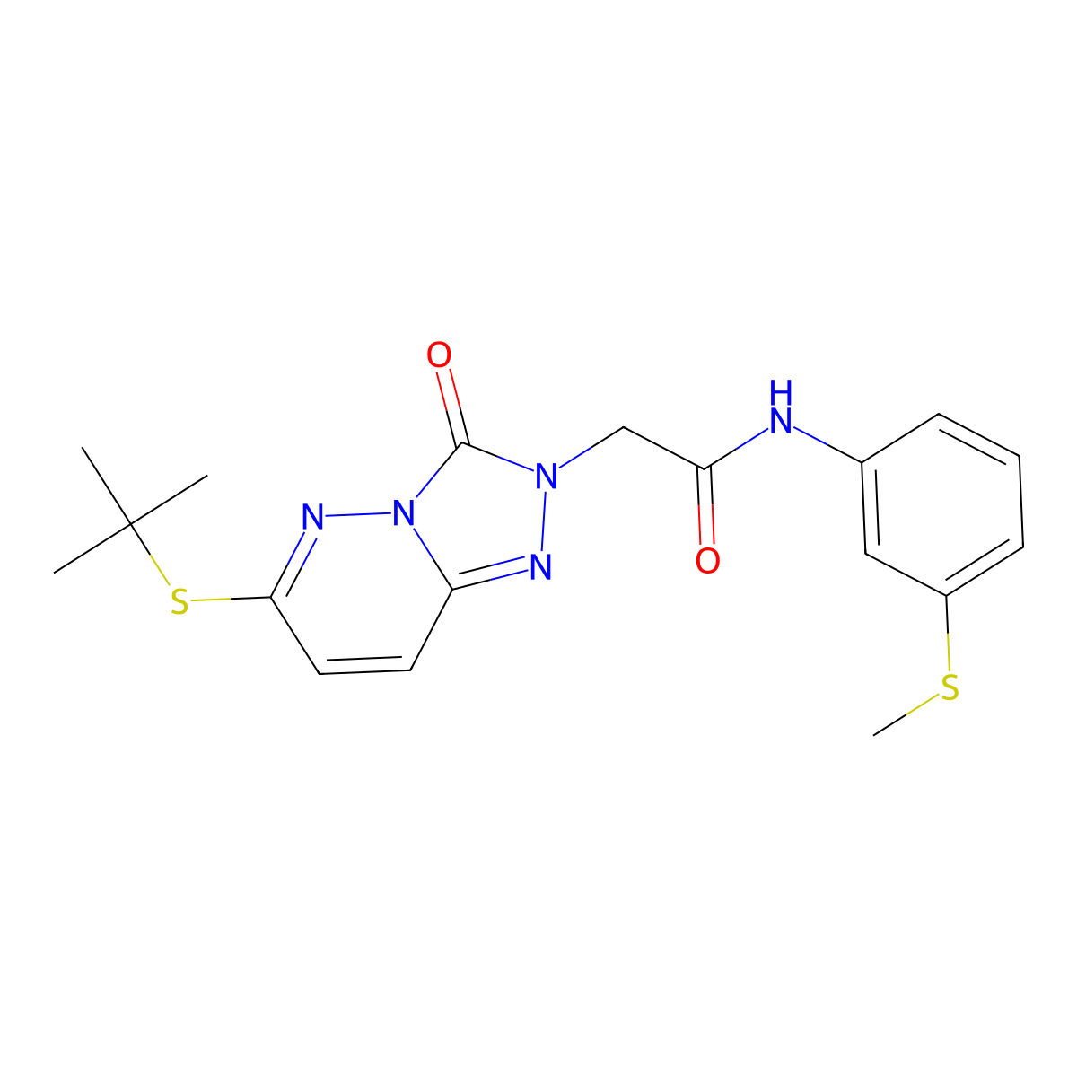2-[6-(tert-butylsulfanyl)-3-oxo-2H,3H-[1,2,4]triazolo[4,3-b]pyridazin-2-yl]-N-[3-(methylsulfanyl)phenyl]acetamide molecular structure, CAS 1040653-61-9