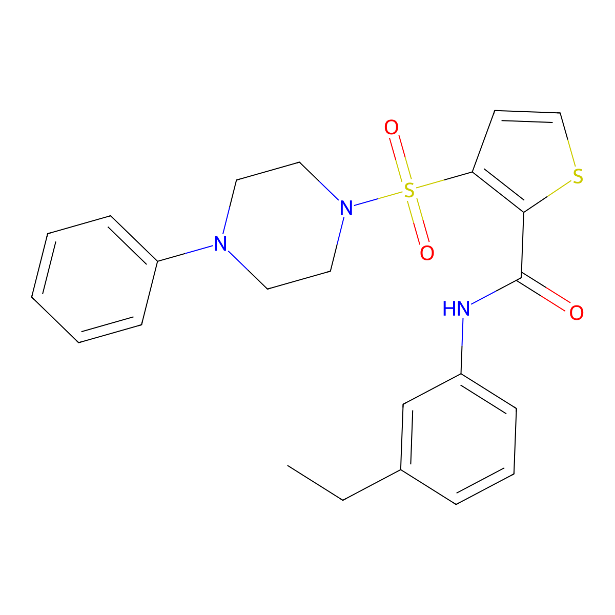 N-(3-ethylphenyl)-3-[(4-phenylpiperazin-1-yl)sulfonyl]thiophene-2-carboxamide molecular structure, CAS 1040653-67-5