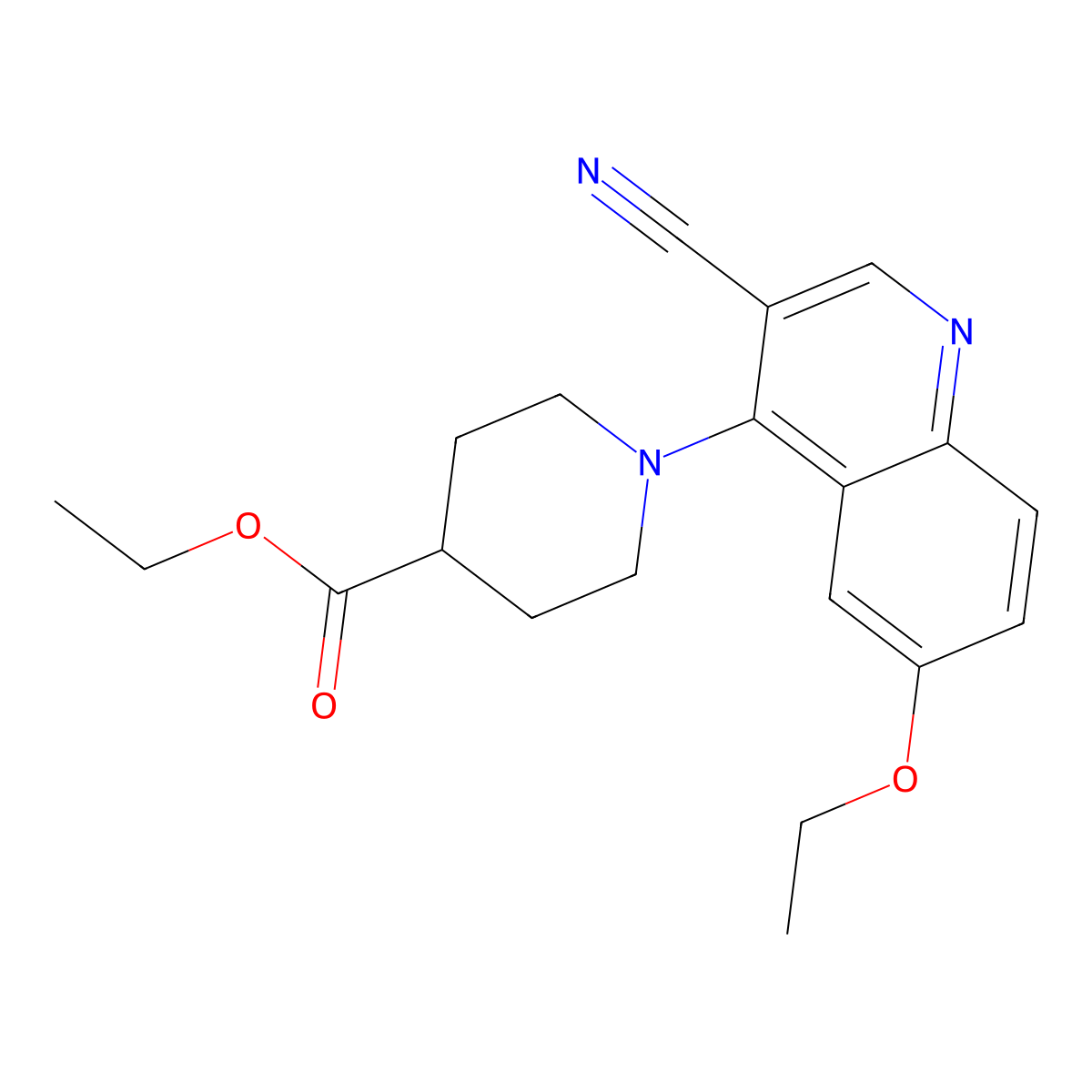 Ethyl 1-(3-cyano-6-ethoxyquinolin-4-yl)piperidine-4-carboxylate molecular structure, CAS 1040653-68-6