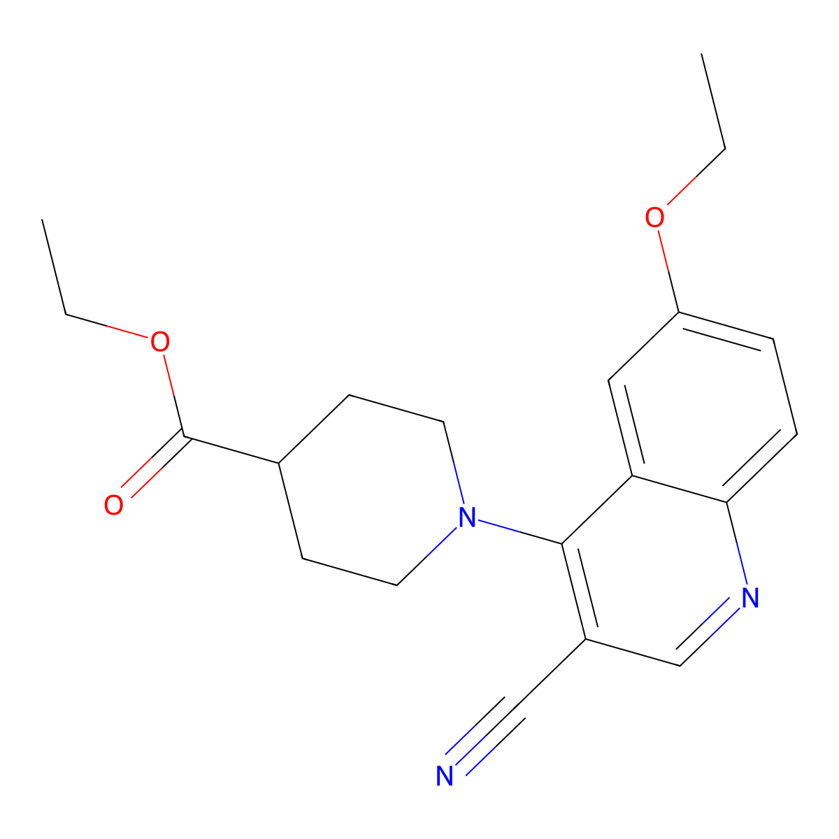 Ethyl 1-(3-cyano-6-ethoxyquinolin-4-yl)piperidine-4-carboxylate molecular structure, CAS 1040653-68-6
