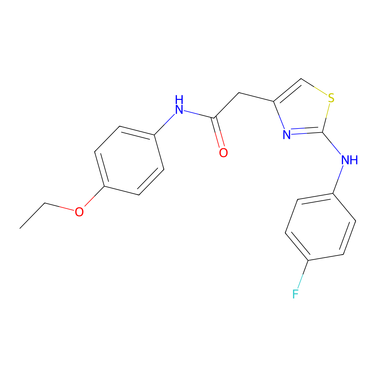 N-(4-ethoxyphenyl)-2-{2-[(4-fluorophenyl)amino]-1,3-thiazol-4-yl}acetamide molecular structure, CAS 1040653-70-0