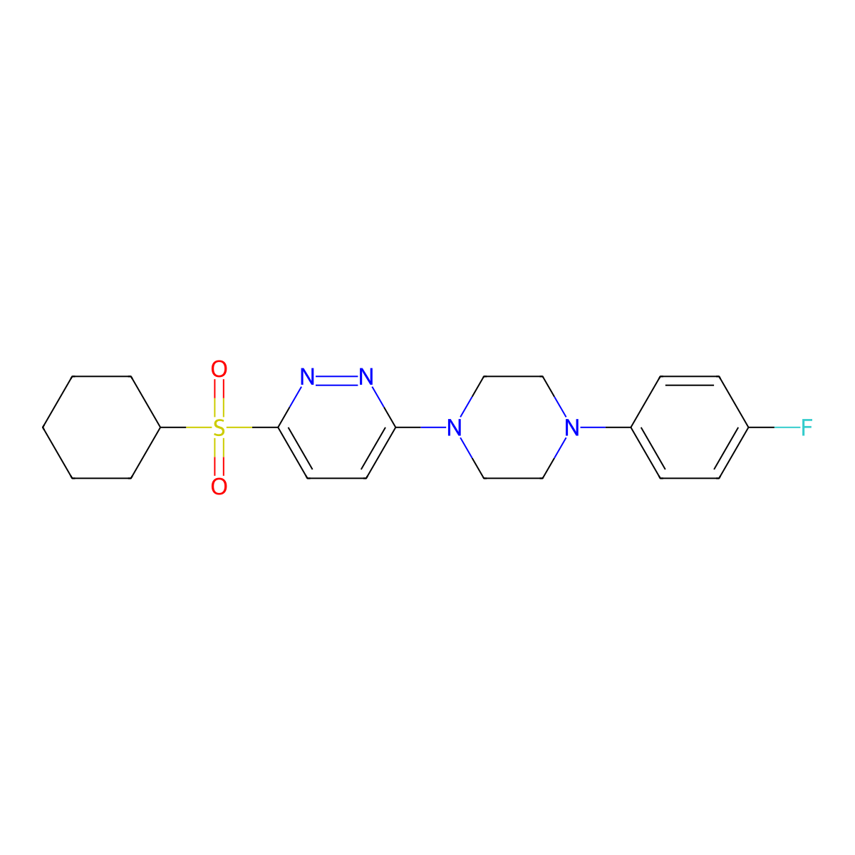 3-(Cyclohexanesulfonyl)-6-[4-(4-fluorophenyl)piperazin-1-yl]pyridazine molecular structure, CAS 1040653-72-2