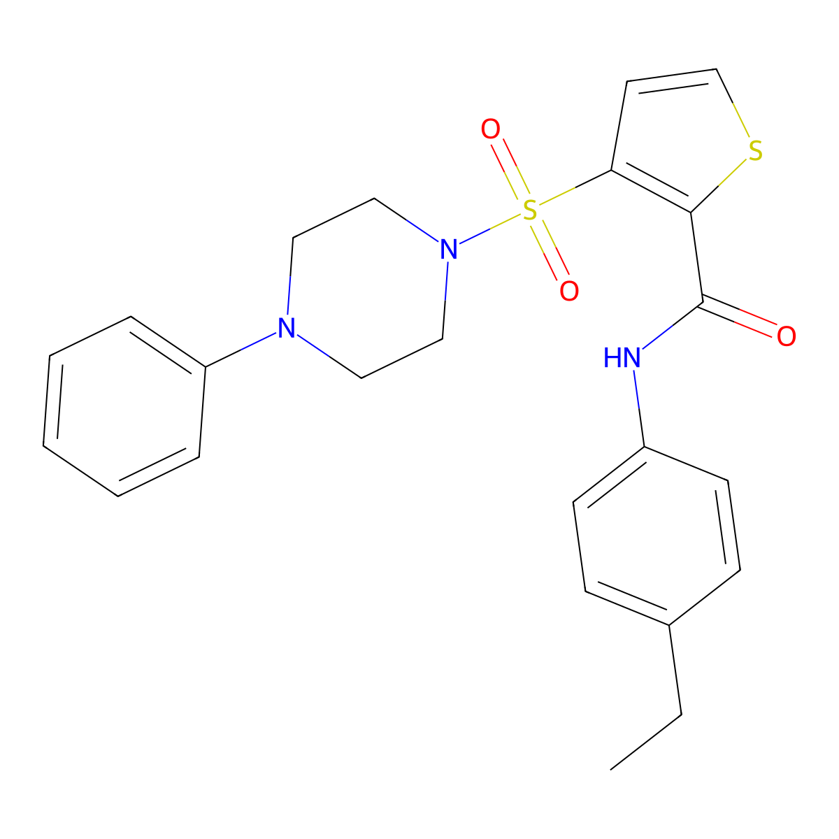 N-(4-ethylphenyl)-3-[(4-phenylpiperazin-1-yl)sulfonyl]thiophene-2-carboxamide molecular structure, CAS 1040653-75-5