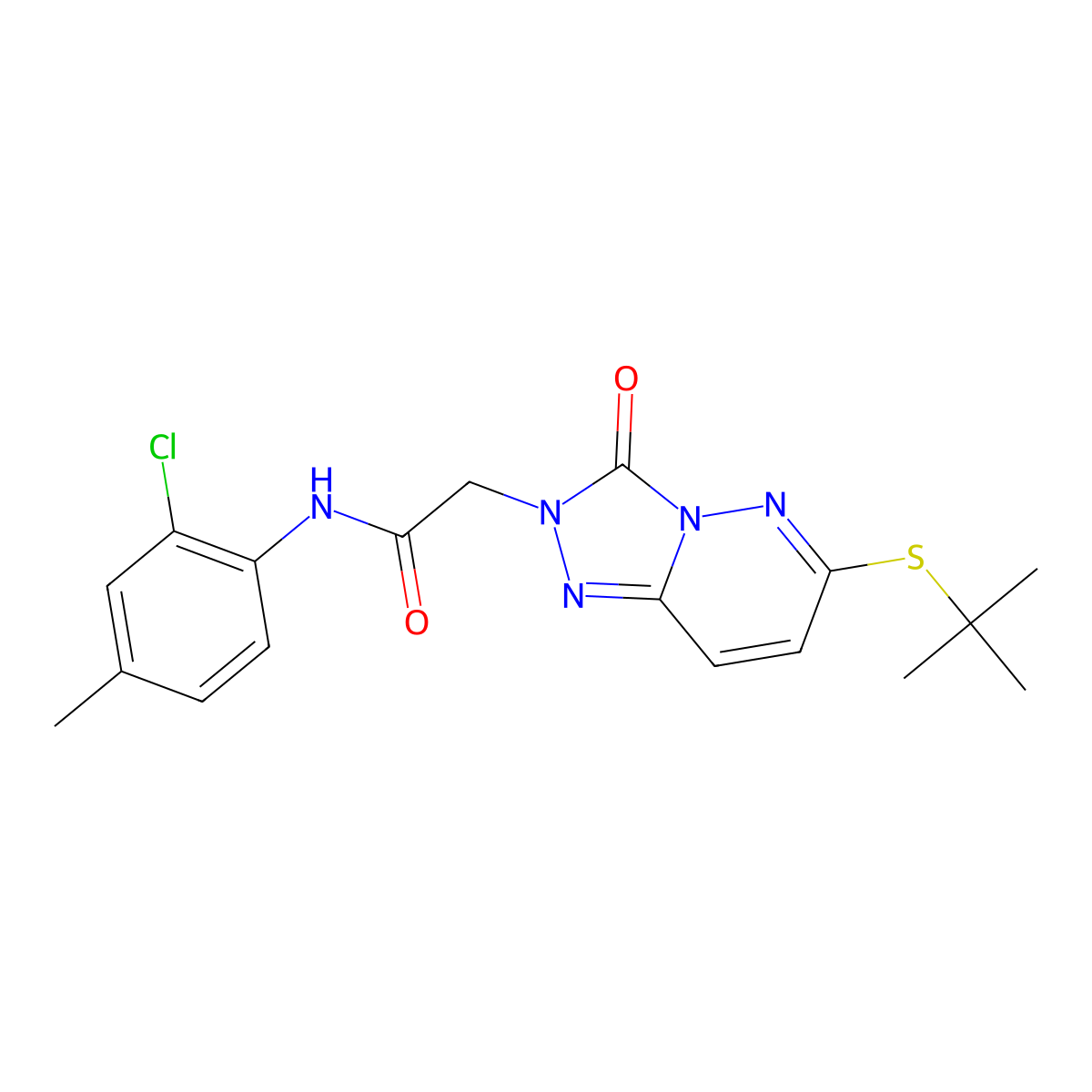 2-[6-(tert-butylsulfanyl)-3-oxo-2H,3H-[1,2,4]triazolo[4,3-b]pyridazin-2-yl]-N-(2-chloro-4-methylphenyl)acetamide molecular structure, CAS 1040653-85-7