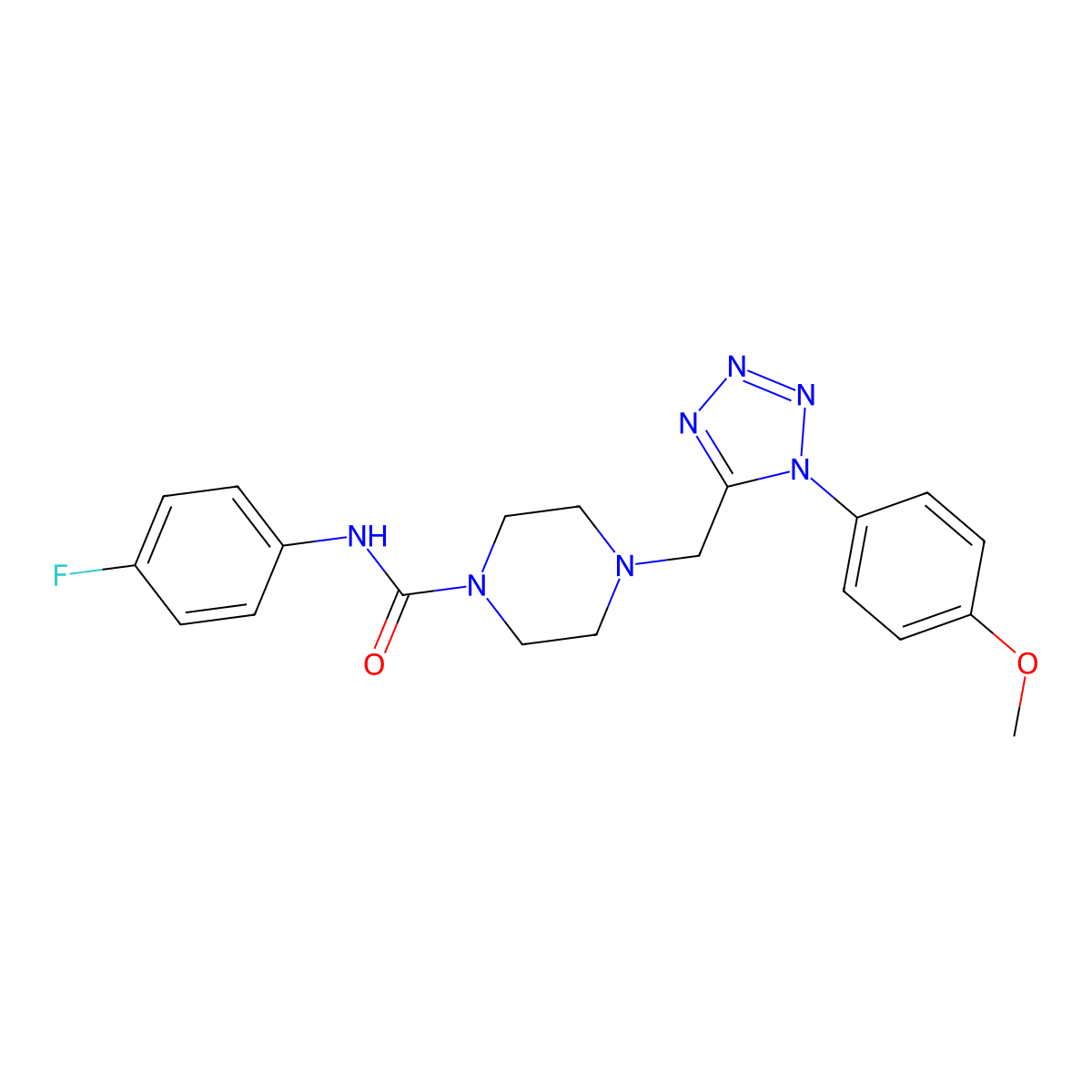 N-(4-fluorophenyl)-4-((1-(4-methoxyphenyl)-1H-tetrazol-5-yl)methyl)piperazine-1-carboxamide molecular structure, CAS 1040653-89-1
