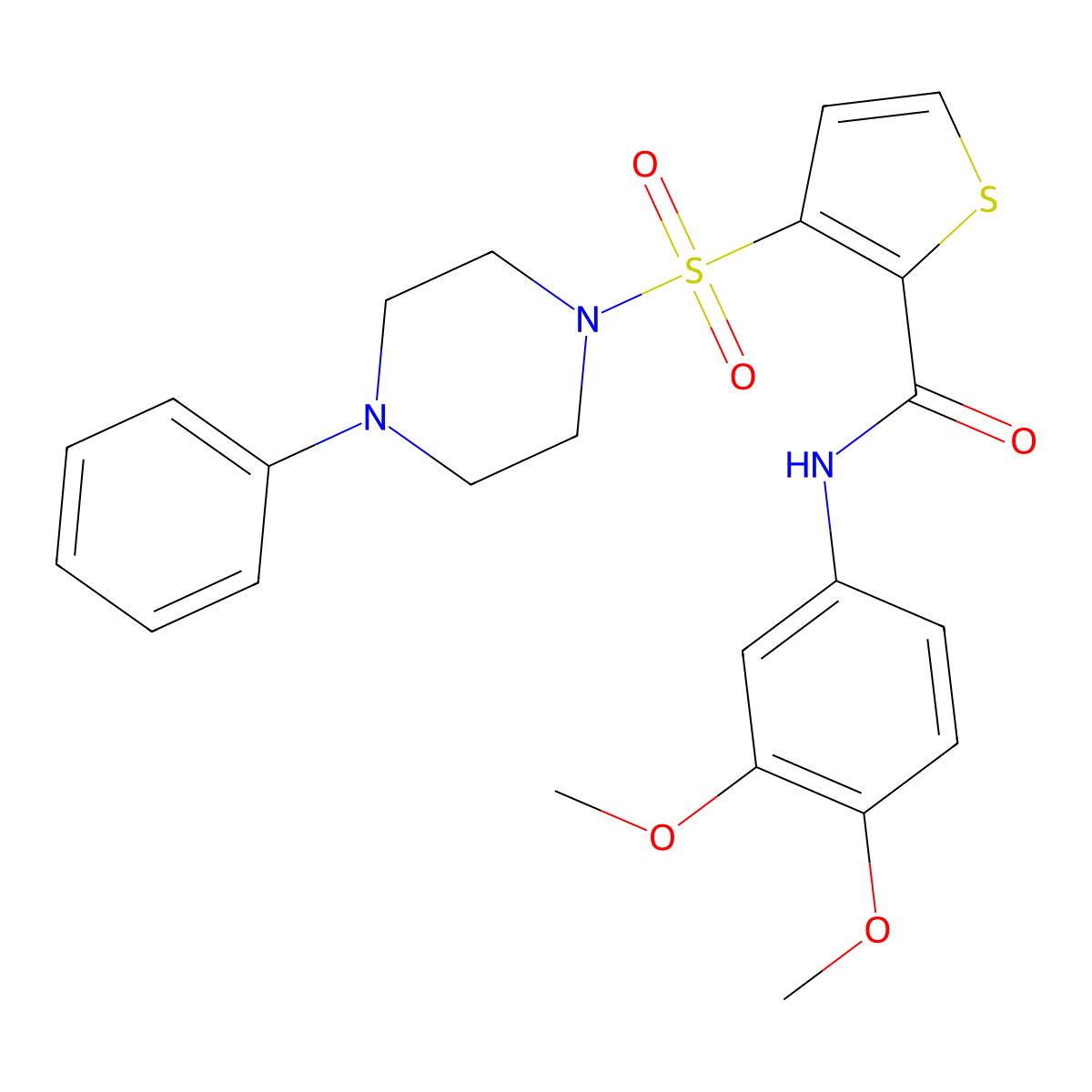N-(3,4-dimethoxyphenyl)-3-[(4-phenylpiperazin-1-yl)sulfonyl]thiophene-2-carboxamide molecular structure, CAS 1040653-91-5