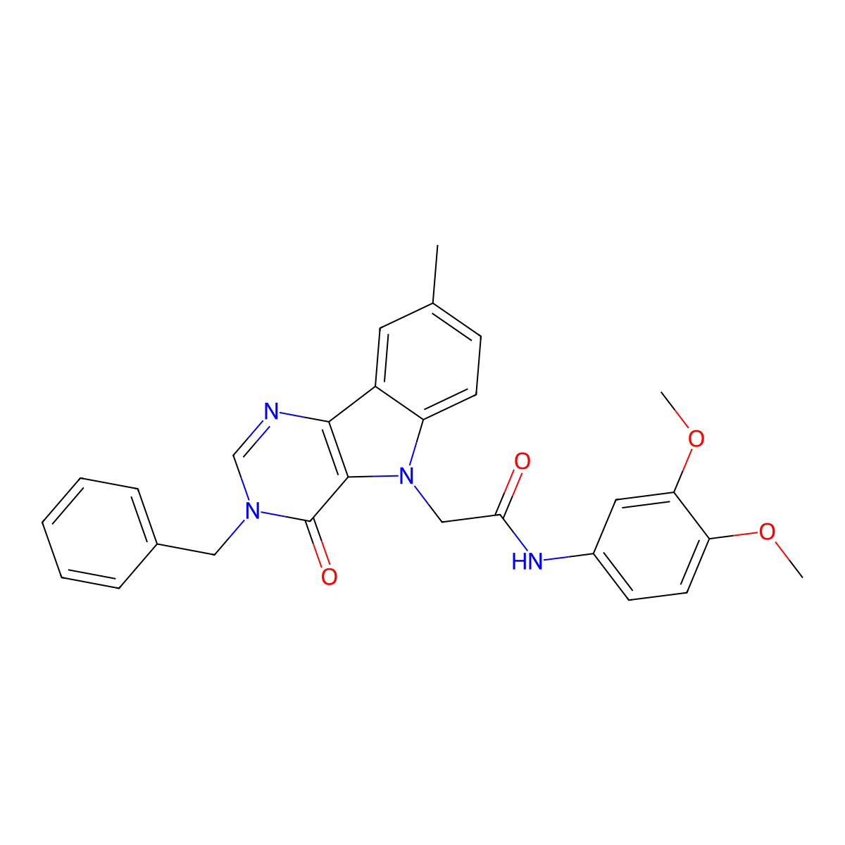 2-(3-benzyl-8-methyl-4-oxo-3H-pyrimido[5,4-b]indol-5(4H)-yl)-N-(3,4-dimethoxyphenyl)acetamide molecular structure, CAS 1040653-92-6