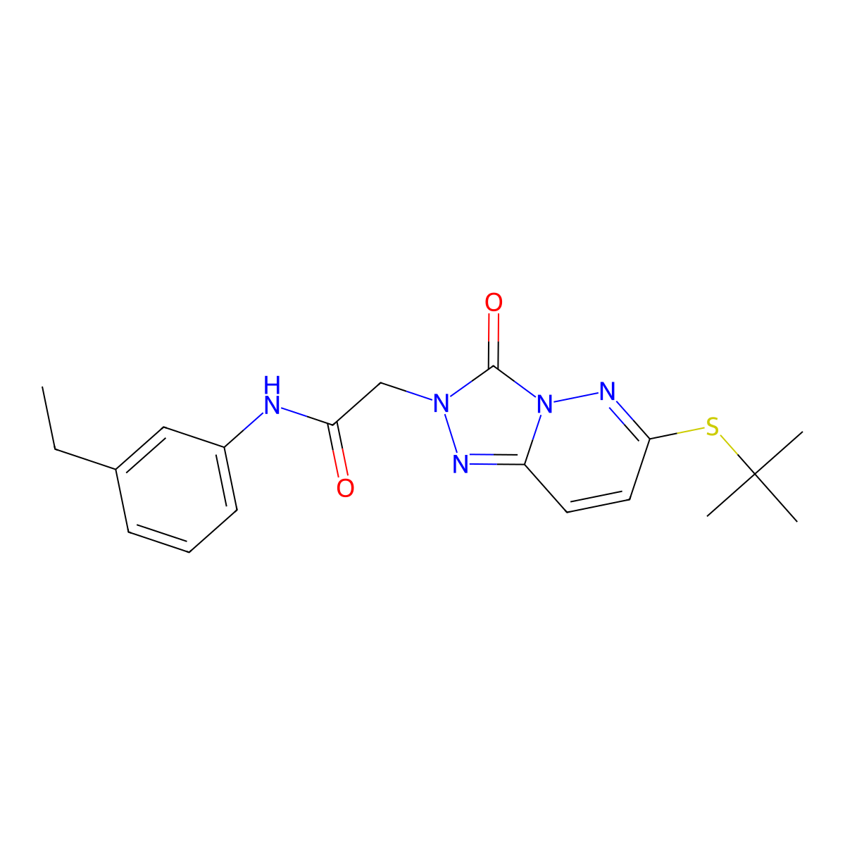 2-[6-(tert-butylsulfanyl)-3-oxo-2H,3H-[1,2,4]triazolo[4,3-b]pyridazin-2-yl]-N-(3-ethylphenyl)acetamide molecular structure, CAS 1040653-93-7