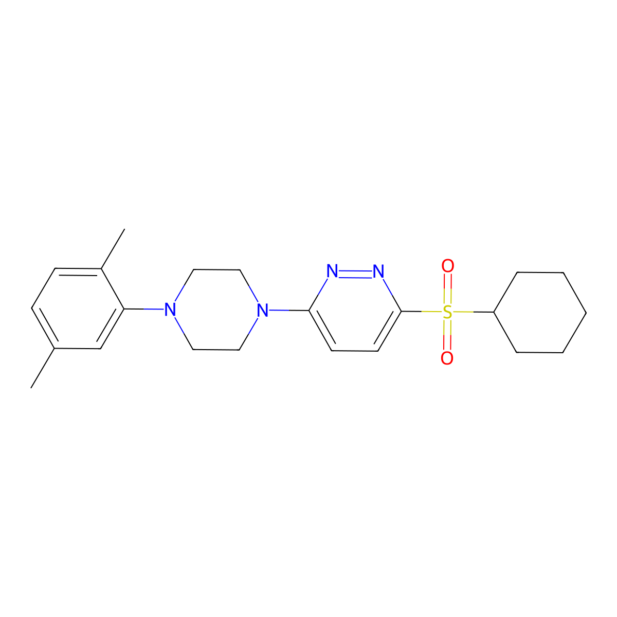 3-(Cyclohexylsulfonyl)-6-(4-(2,5-dimethylphenyl)piperazin-1-yl)pyridazine molecular structure, CAS 1040653-96-0
