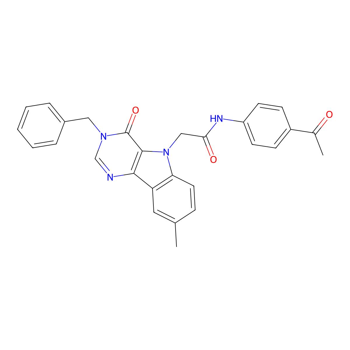 N-(4-acetylphenyl)-2-(3-benzyl-8-methyl-4-oxo-3H-pyrimido[5,4-b]indol-5(4H)-yl)acetamide molecular structure, CAS 1040654-00-9