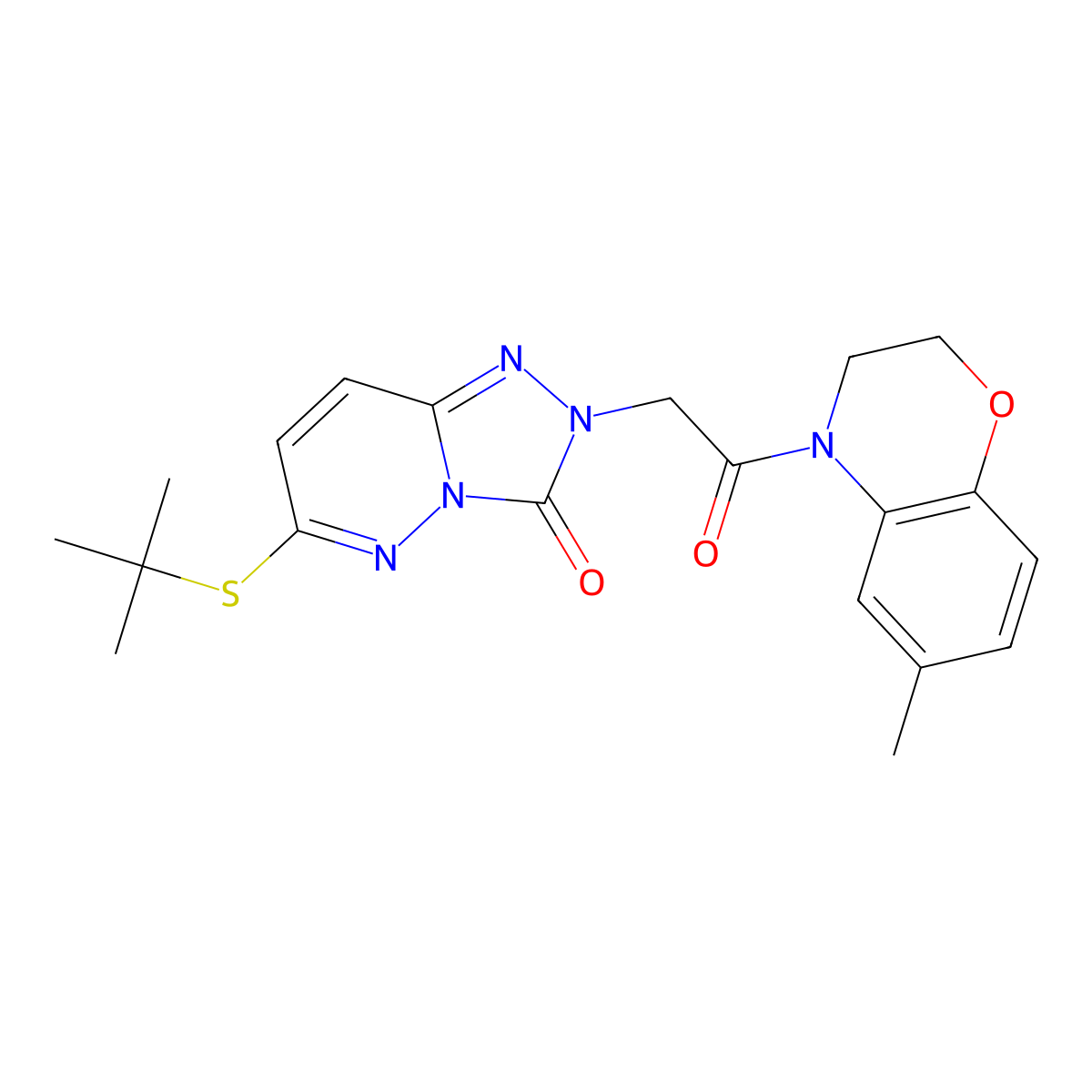 6-(tert-butylthio)-2-(2-(6-methyl-2H-benzo[b][1,4]oxazin-4(3H)-yl)-2-oxoethyl)-[1,2,4]triazolo[4,3-b]pyridazin-3(2H)-one molecular structure, CAS 1040654-01-0