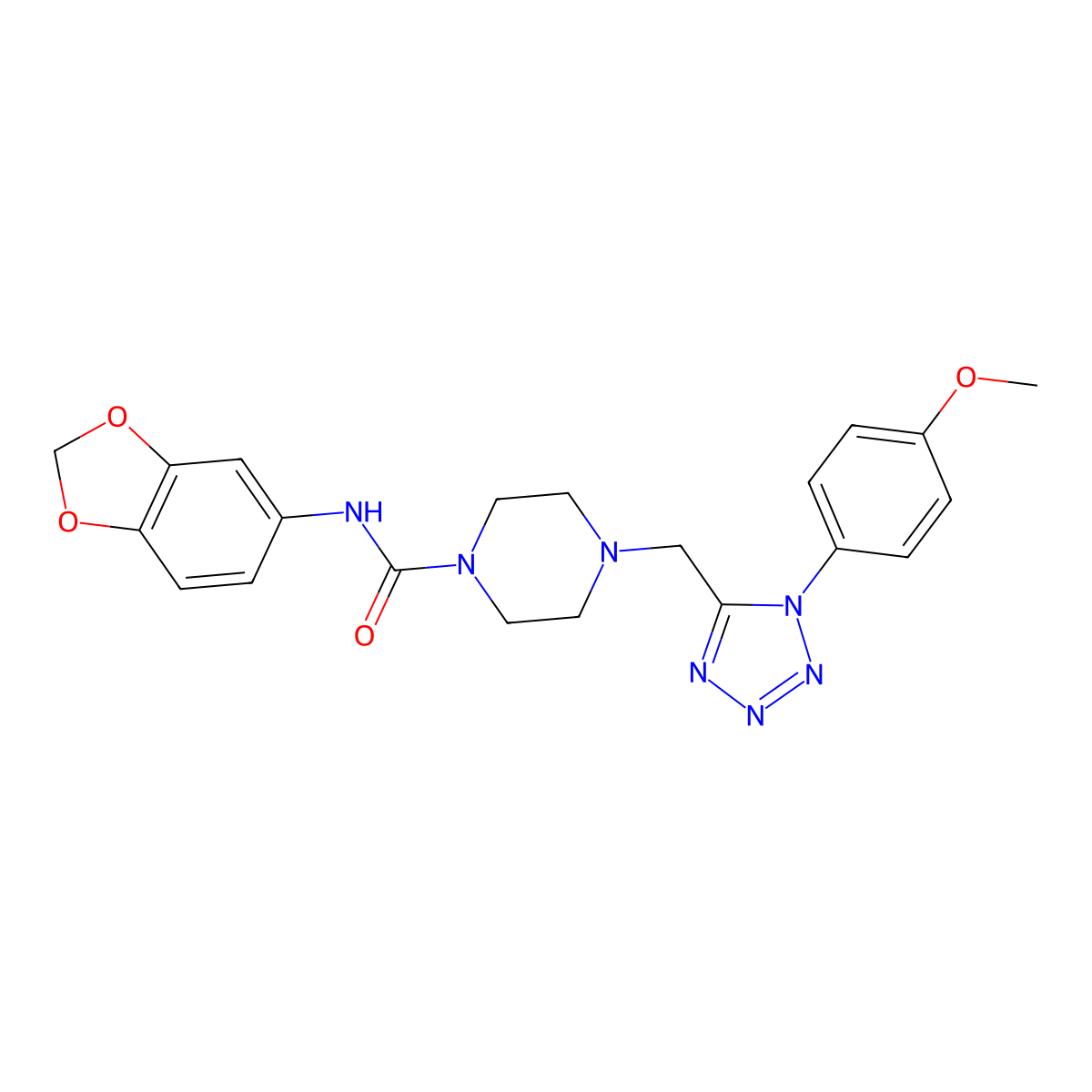 N-(benzo[d][1,3]dioxol-5-yl)-4-((1-(4-methoxyphenyl)-1H-tetrazol-5-yl)methyl)piperazine-1-carboxamide molecular structure, CAS 1040654-05-4