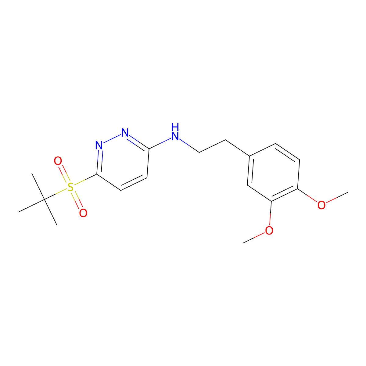 N-[2-(3,4-dimethoxyphenyl)ethyl]-6-(2-methylpropane-2-sulfonyl)pyridazin-3-amine molecular structure, CAS 1040654-09-8