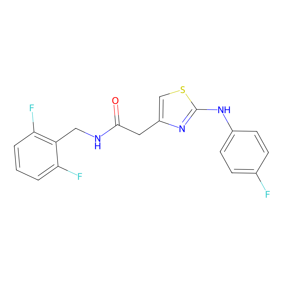 N-[(2,6-difluorophenyl)methyl]-2-{2-[(4-fluorophenyl)amino]-1,3-thiazol-4-yl}acetamide molecular structure, CAS 1040654-10-1