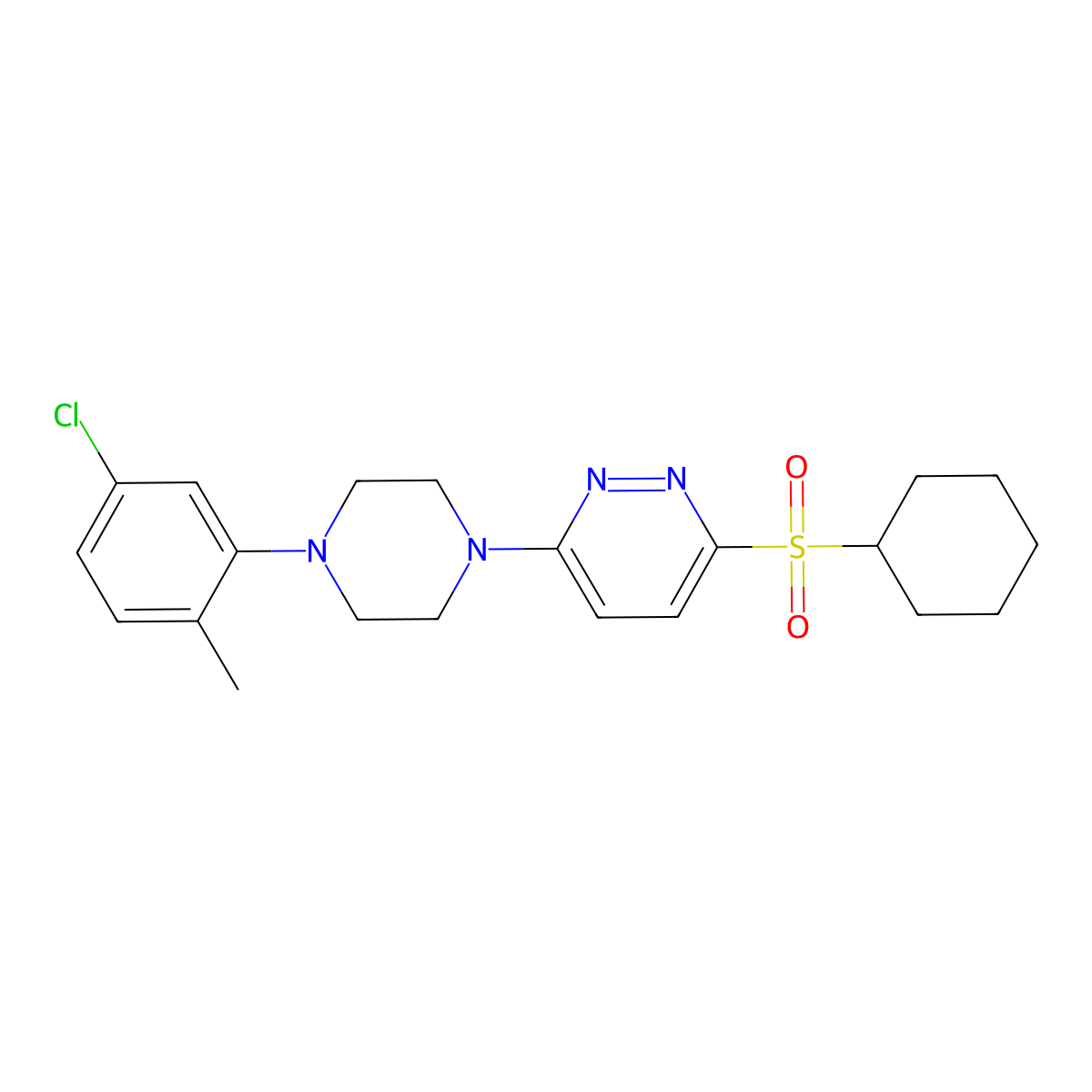 3-(4-(5-Chloro-2-methylphenyl)piperazin-1-yl)-6-(cyclohexylsulfonyl)pyridazine molecular structure, CAS 1040654-12-3