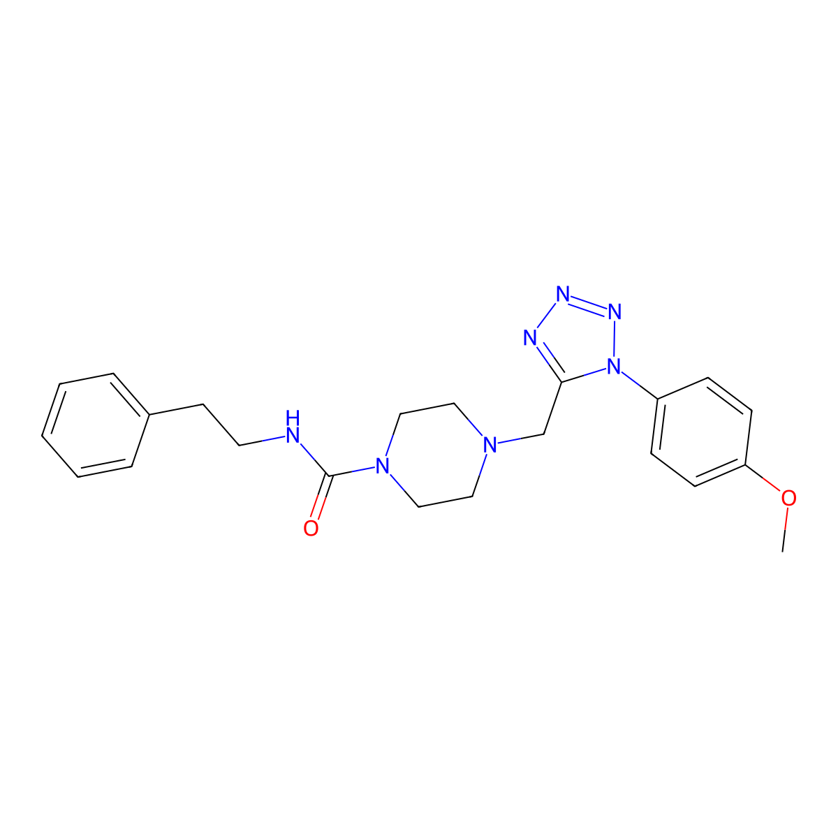 4-((1-(4-methoxyphenyl)-1H-tetrazol-5-yl)methyl)-N-phenethylpiperazine-1-carboxamide molecular structure, CAS 1040654-13-4