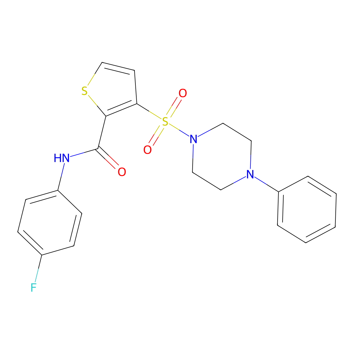 N-(4-fluorophenyl)-3-[(4-phenylpiperazin-1-yl)sulfonyl]thiophene-2-carboxamide molecular structure, CAS 1040654-15-6