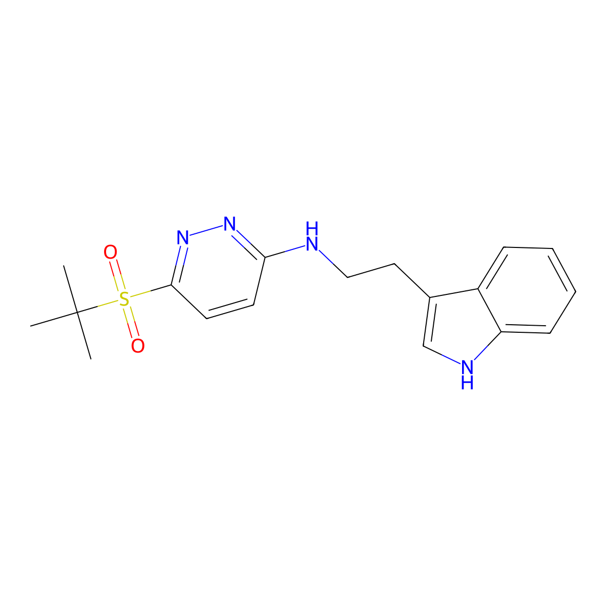 N-[2-(1H-indol-3-yl)ethyl]-6-(2-methylpropane-2-sulfonyl)pyridazin-3-amine molecular structure, CAS 1040654-17-8