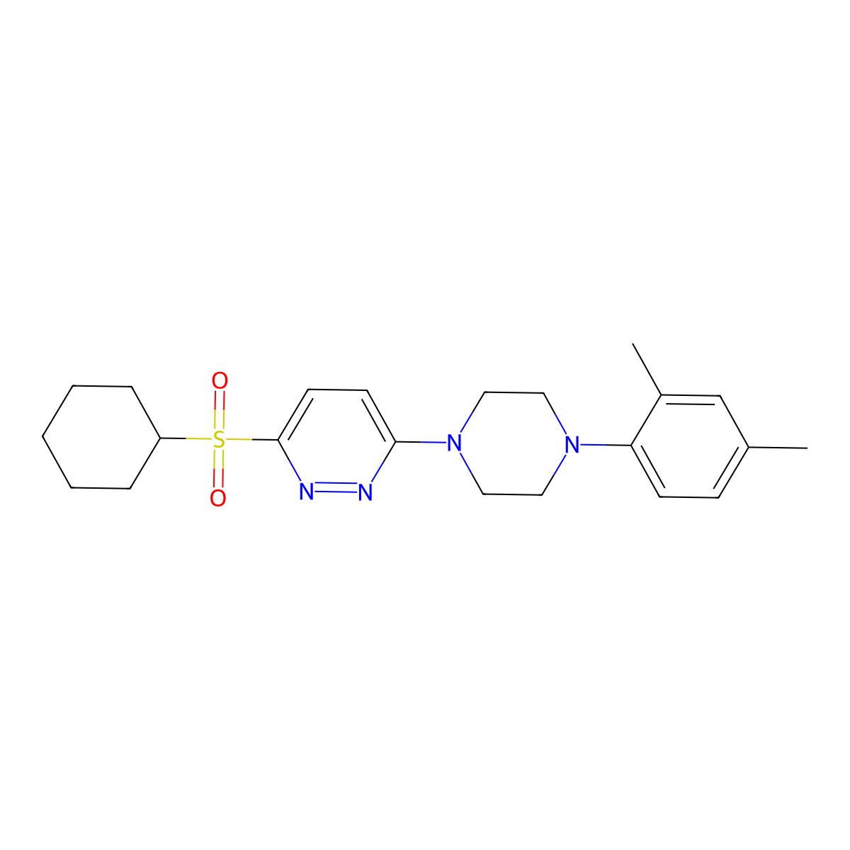 3-(Cyclohexylsulfonyl)-6-(4-(2,4-dimethylphenyl)piperazin-1-yl)pyridazine molecular structure, CAS 1040654-20-3