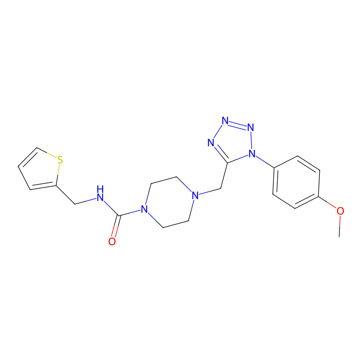4-{[1-(4-methoxyphenyl)-1H-1,2,3,4-tetrazol-5-yl]methyl}-N-[(thiophen-2-yl)methyl]piperazine-1-carboxamide molecular structure, CAS 1040654-21-4