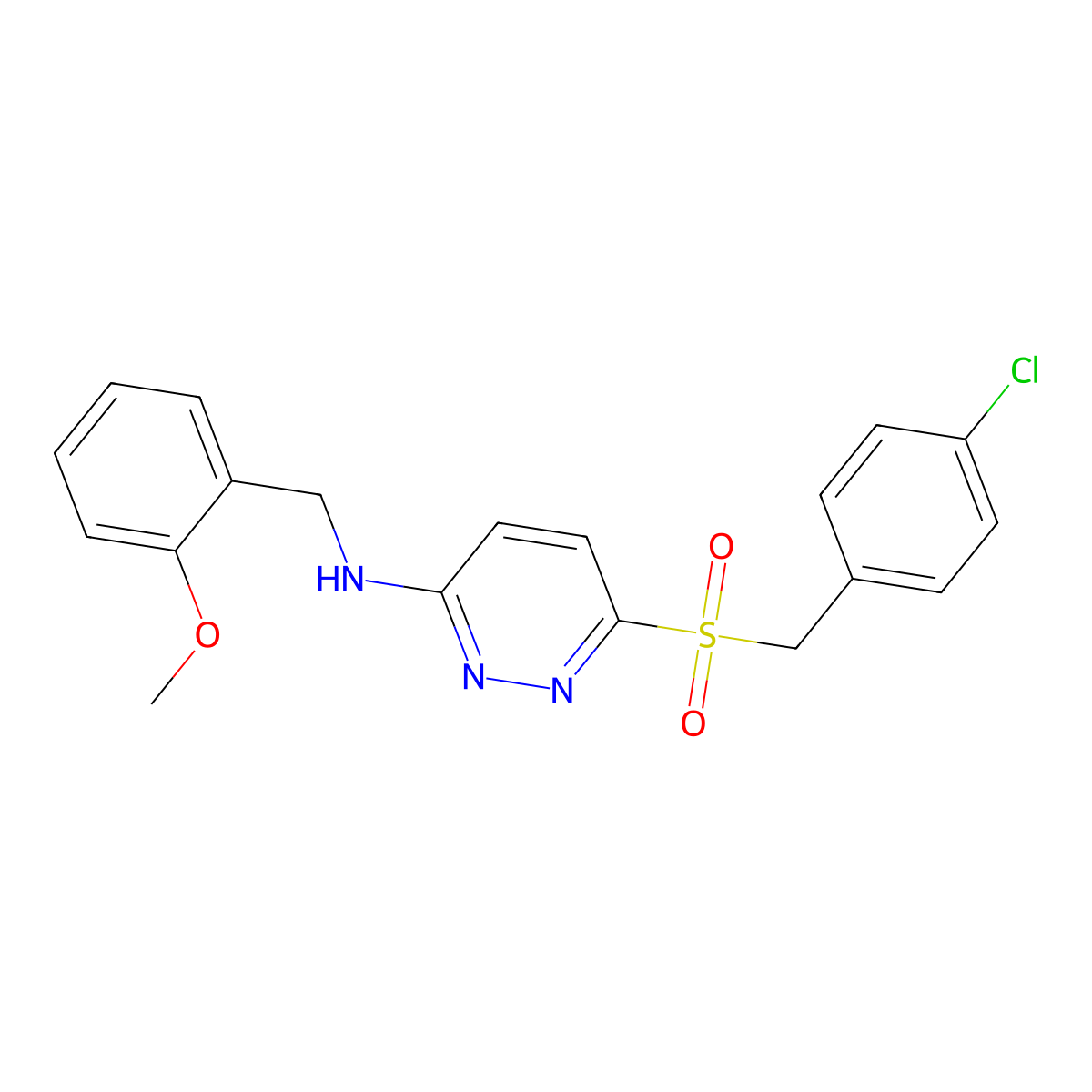 6-((4-chlorobenzyl)sulfonyl)-N-(2-methoxybenzyl)pyridazin-3-amine molecular structure, CAS 1040654-28-1