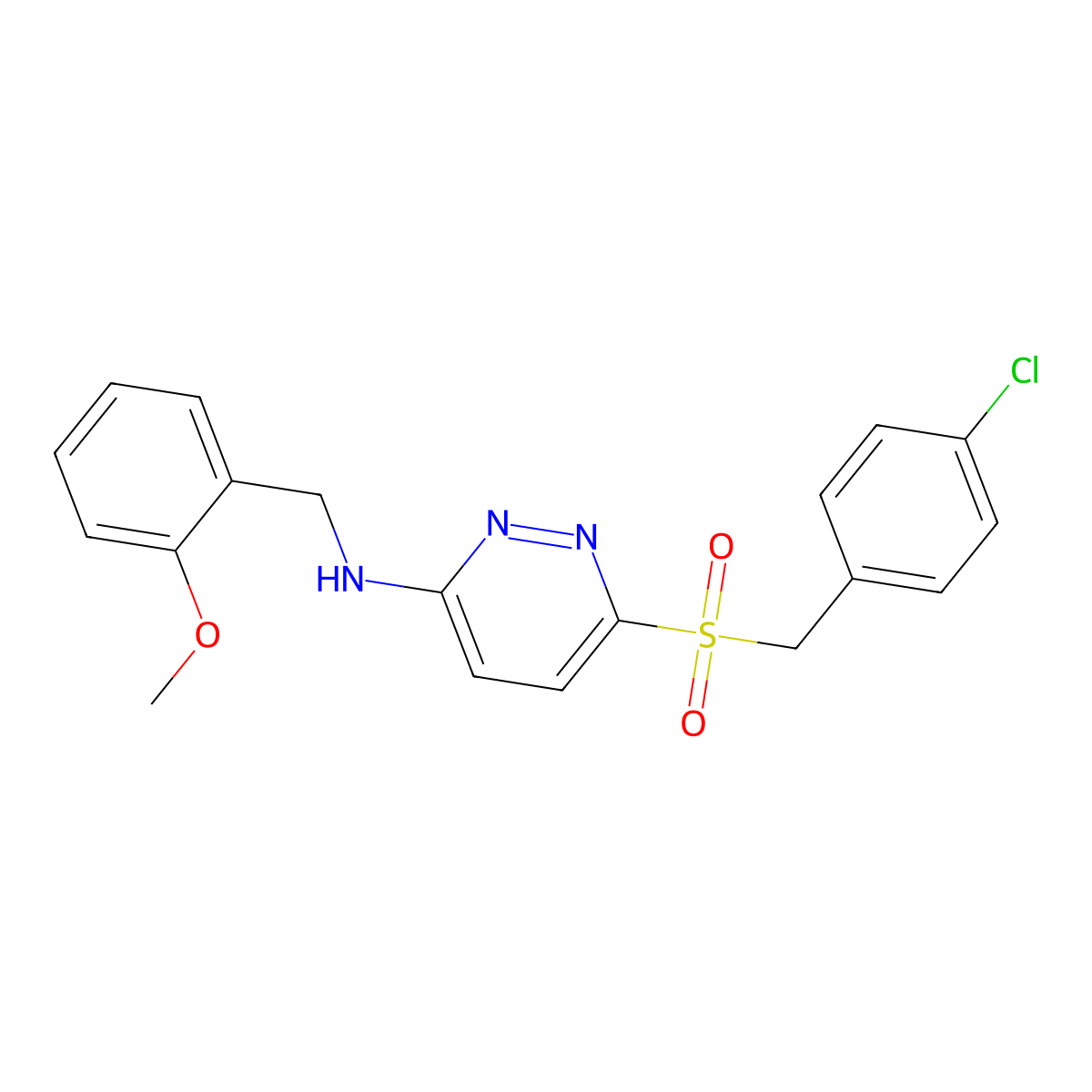 6-((4-chlorobenzyl)sulfonyl)-N-(2-methoxybenzyl)pyridazin-3-amine molecular structure, CAS 1040654-28-1
