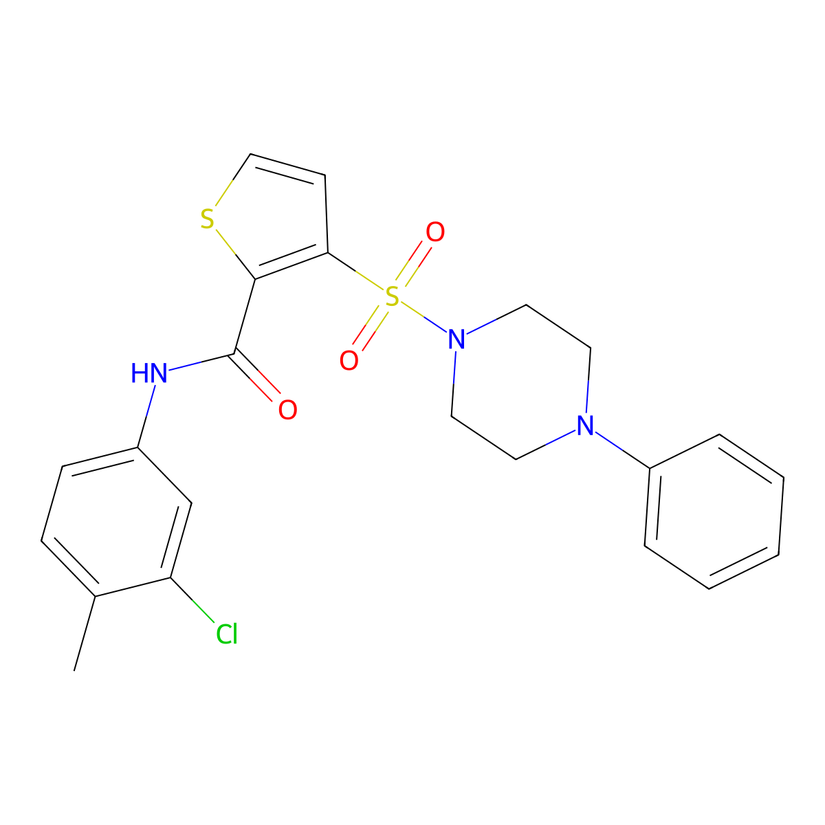 N-(3-chloro-4-methylphenyl)-3-[(4-phenylpiperazin-1-yl)sulfonyl]thiophene-2-carboxamide molecular structure, CAS 1040654-31-6