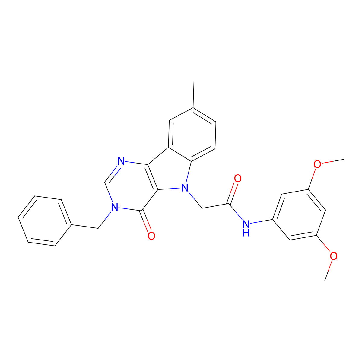 2-(3-benzyl-8-methyl-4-oxo-3H-pyrimido[5,4-b]indol-5(4H)-yl)-N-(3,5-dimethoxyphenyl)acetamide molecular structure, CAS 1040654-32-7