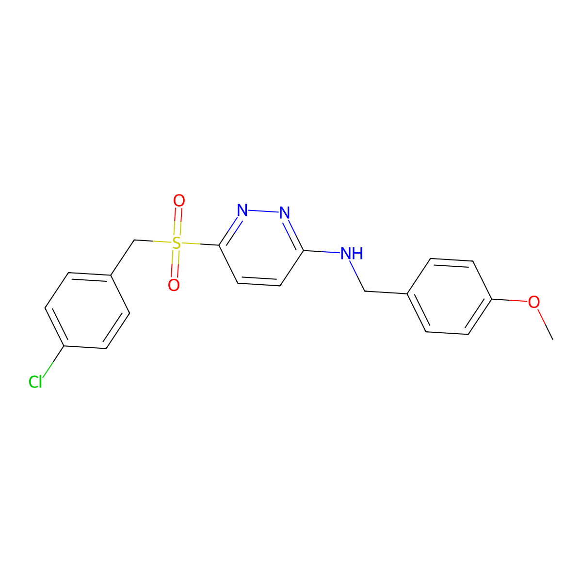 6-[(4-chlorophenyl)methanesulfonyl]-N-[(4-methoxyphenyl)methyl]pyridazin-3-amine molecular structure, CAS 1040654-36-1
