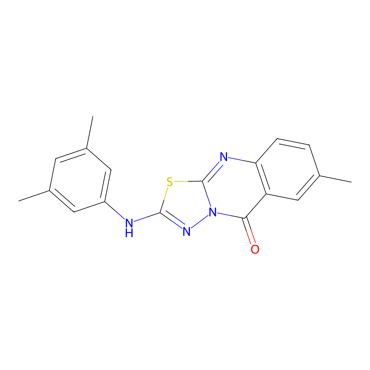 2-((3,5-dimethylphenyl)amino)-7-methyl-5H-[1,3,4]thiadiazolo[2,3-b]quinazolin-5-one molecular structure, CAS 1040654-38-3