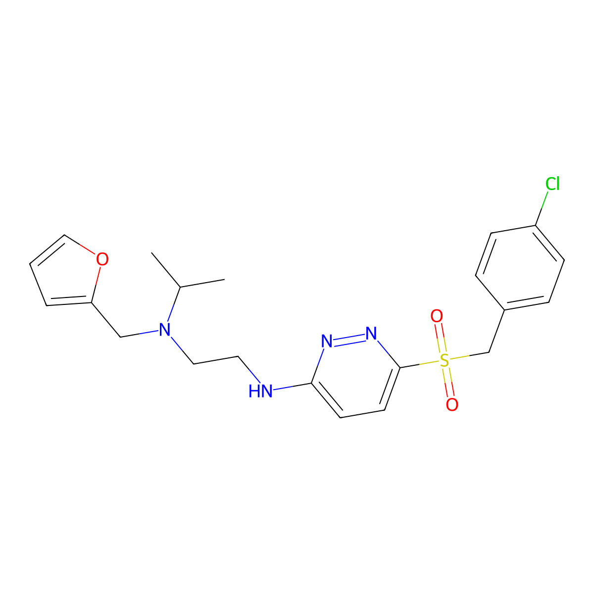 N1-(6-((4-chlorobenzyl)sulfonyl)pyridazin-3-yl)-N2-(furan-2-ylmethyl)-N2-isopropylethane-1,2-diamine molecular structure, CAS 1040654-44-1