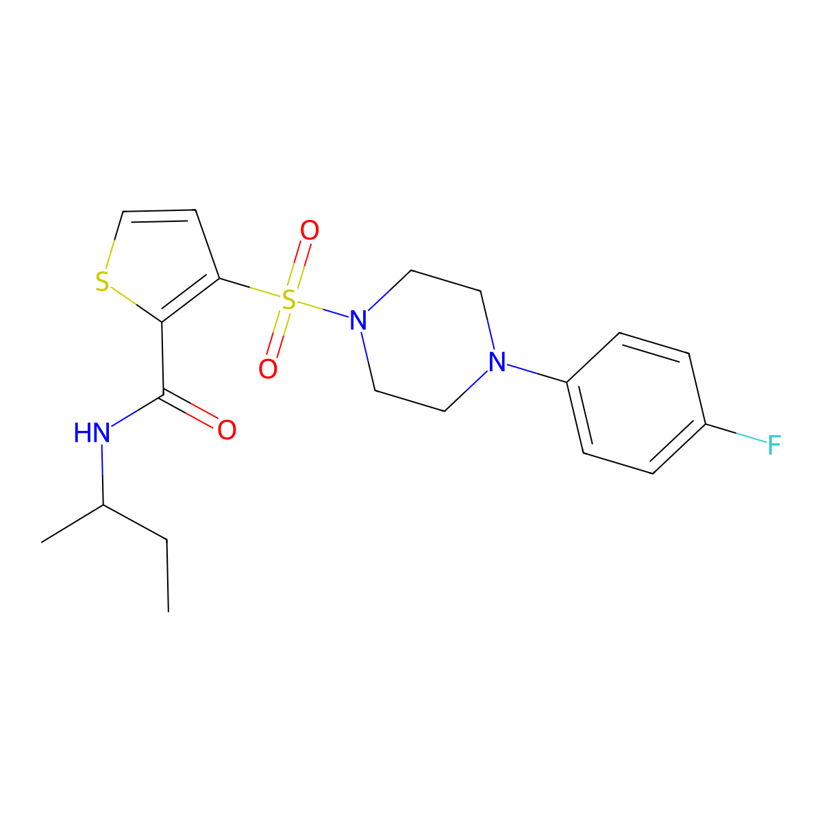 N-(butan-2-yl)-3-{[4-(4-fluorophenyl)piperazin-1-yl]sulfonyl}thiophene-2-carboxamide molecular structure, CAS 1040654-47-4