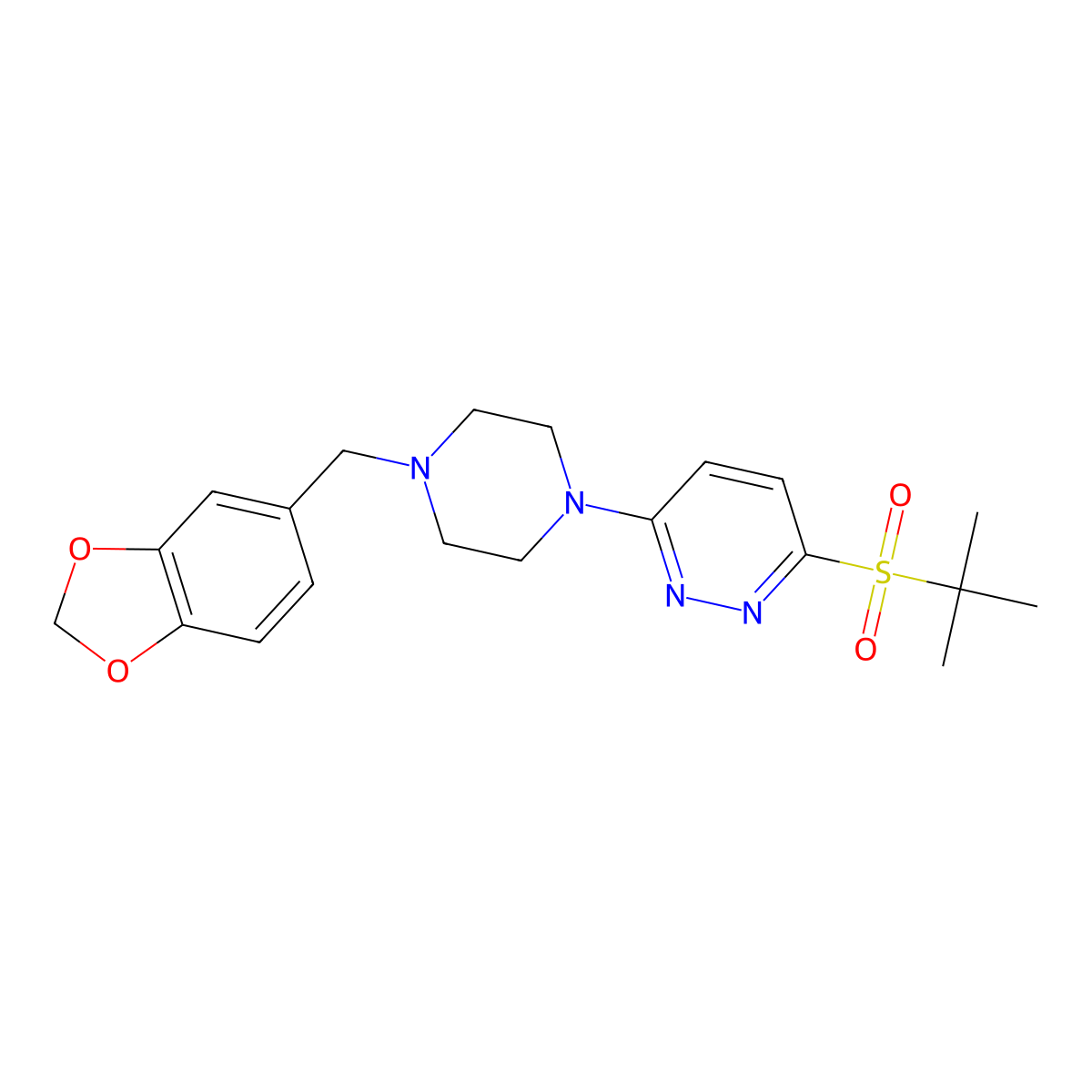 3-(4-(Benzo[d][1,3]dioxol-5-ylmethyl)piperazin-1-yl)-6-(tert-butylsulfonyl)pyridazine molecular structure, CAS 1040654-49-6