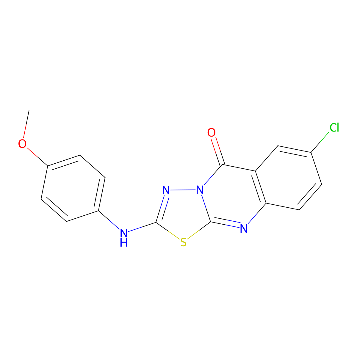 7-chloro-2-[(4-methoxyphenyl)amino]-5H-[1,3,4]thiadiazolo[2,3-b]quinazolin-5-one molecular structure, CAS 1040654-54-3