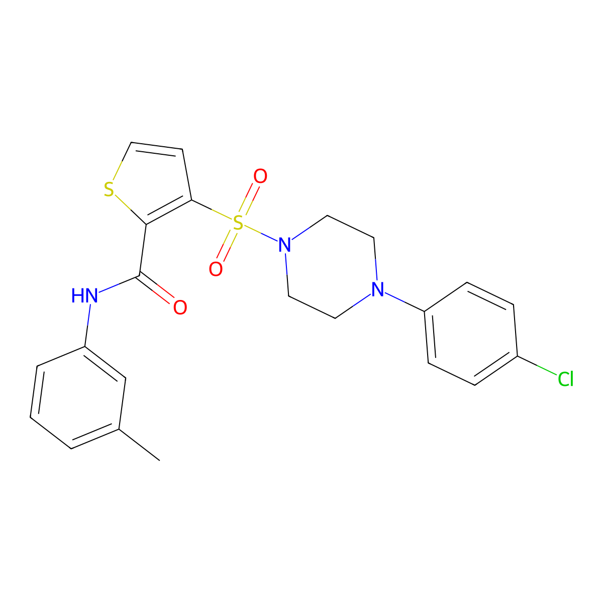 3-{[4-(4-chlorophenyl)piperazin-1-yl]sulfonyl}-N-(3-methylphenyl)thiophene-2-carboxamide molecular structure, CAS 1040654-55-4