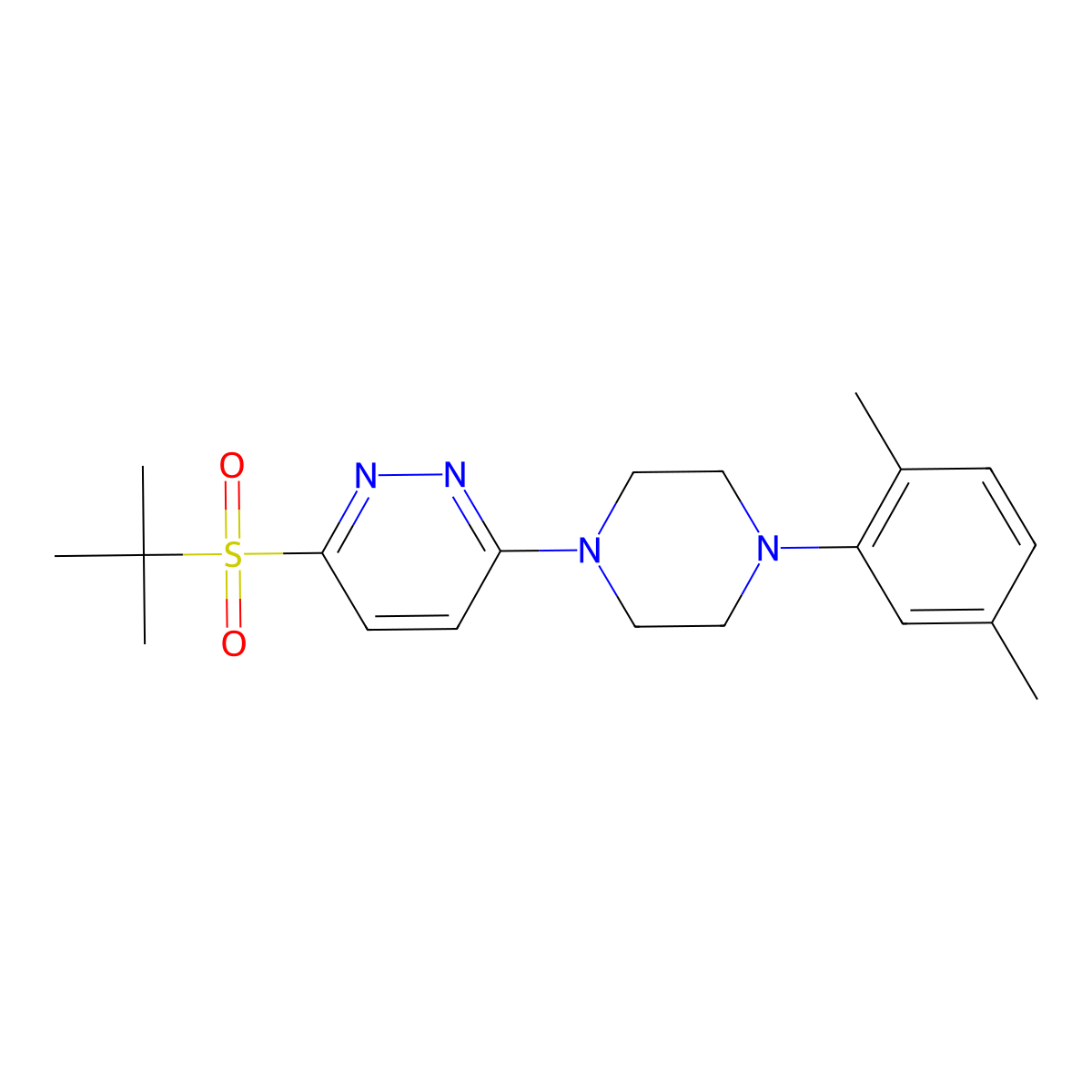 3-(Tert-butylsulfonyl)-6-(4-(2,5-dimethylphenyl)piperazin-1-yl)pyridazine molecular structure, CAS 1040654-65-6