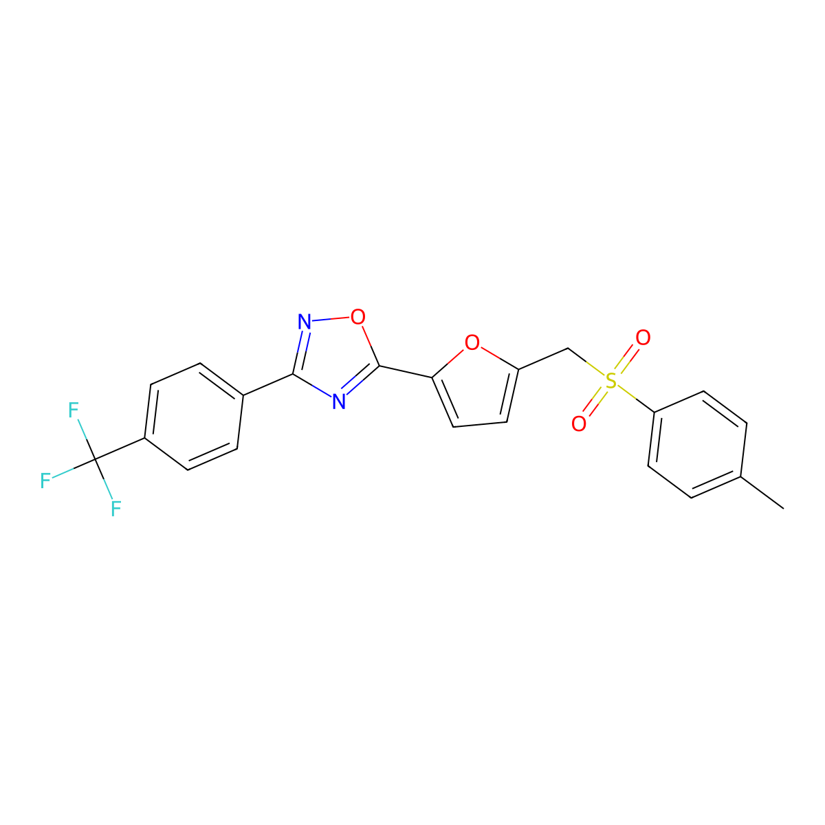 5-{5-[(4-Methylbenzenesulfonyl)methyl]furan-2-yl}-3-[4-(trifluoromethyl)phenyl]-1,2,4-oxadiazole molecular structure, CAS 1040654-71-4